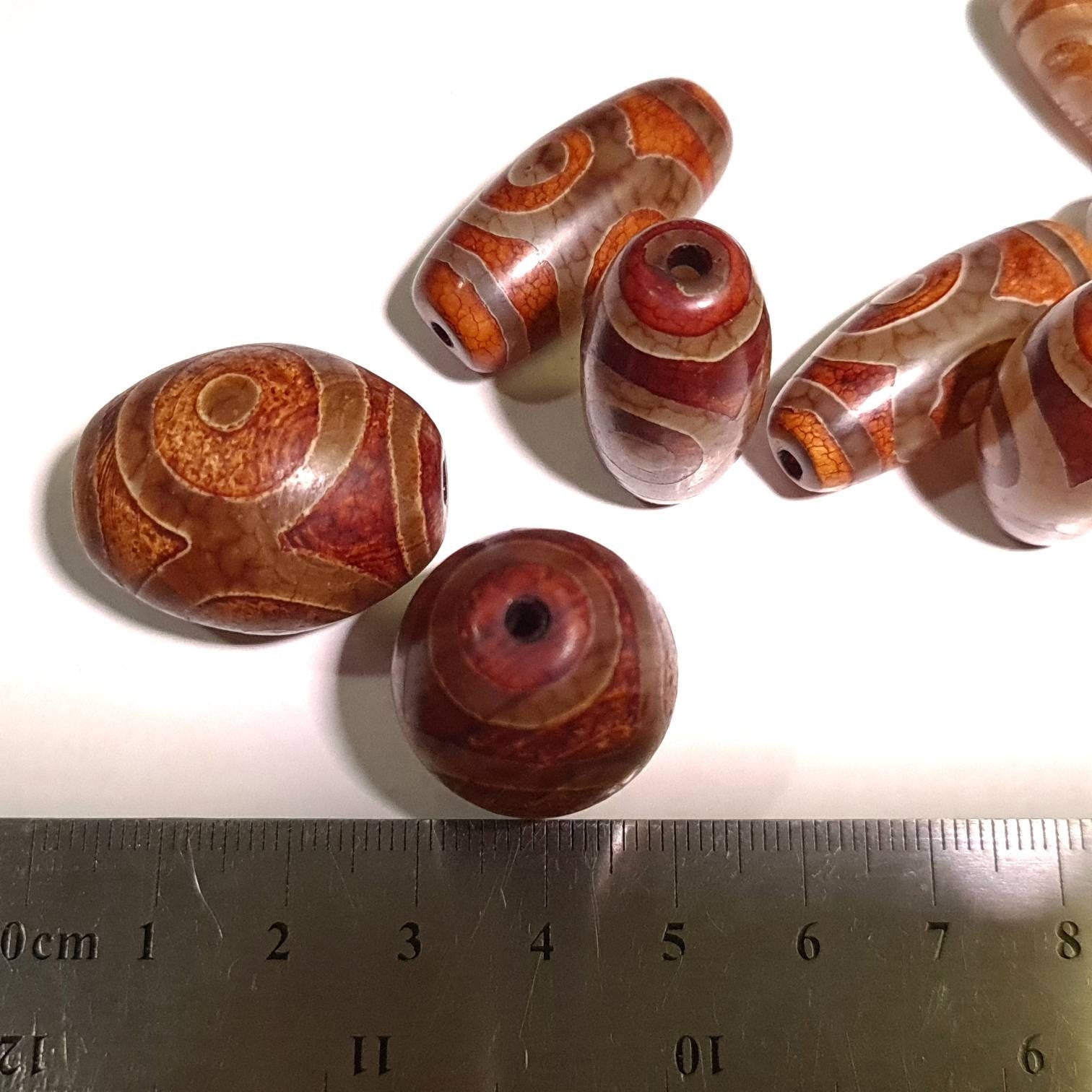 Antique Style Tibetan Evil Eye Bead, 13x30, 18-20x30mm Eye Agate Beads Jewelry Making, Art Craft Beads