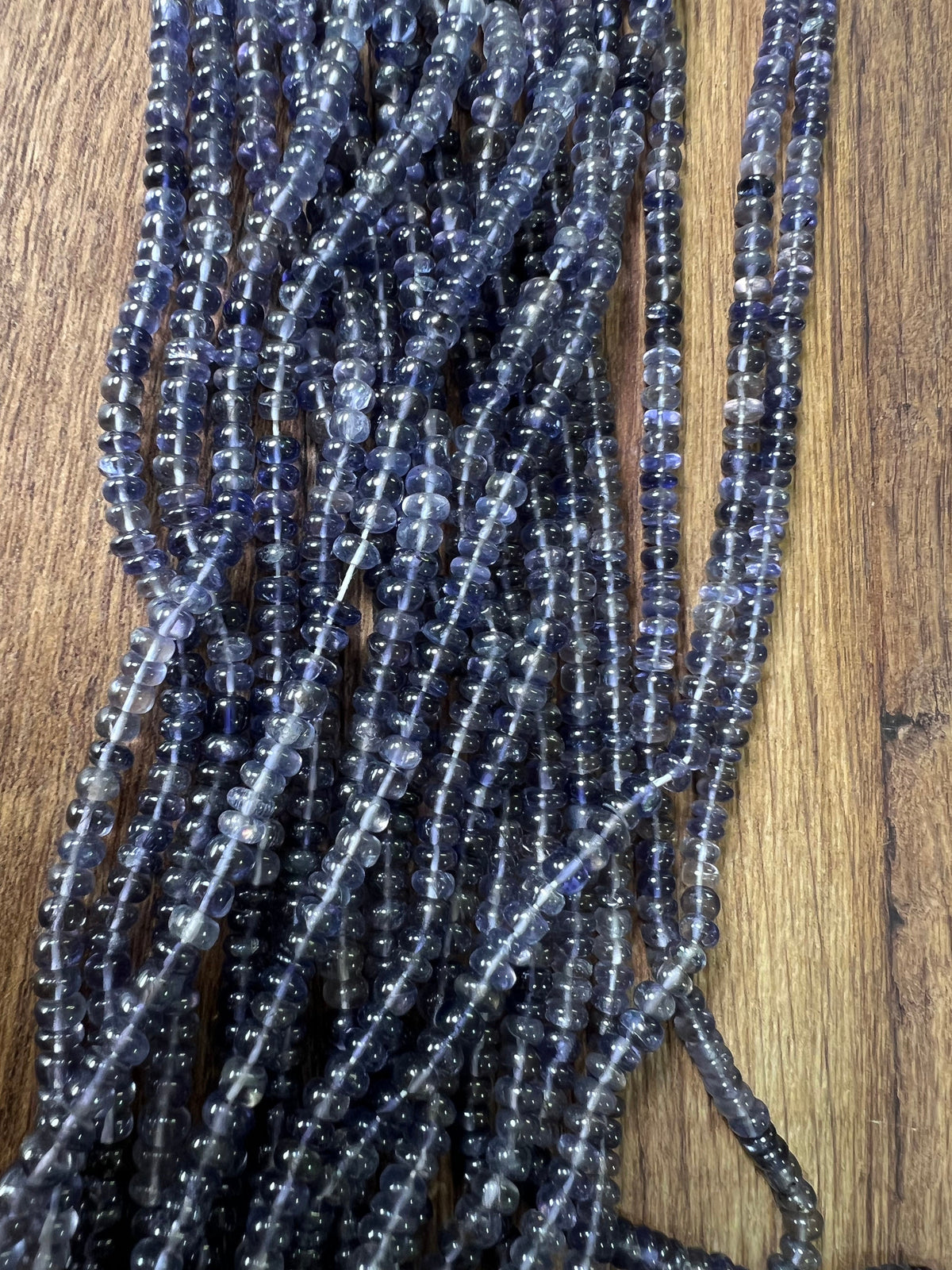 Natural Ombre Iolite Shaded 5-5.5mm large smooth Roundel Iolite rare 6” and 12” strand . Beautiful water,Violet blue shaded iolite beads .