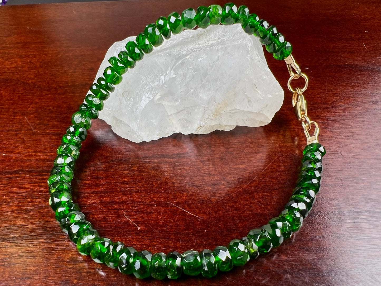 Natural Chrome Diopside 5-5.5mm Faceted Roundel 14k Gold Filled or 925 Sterling Silver Bracelet AAA High Quality Rare beautiful Green gift