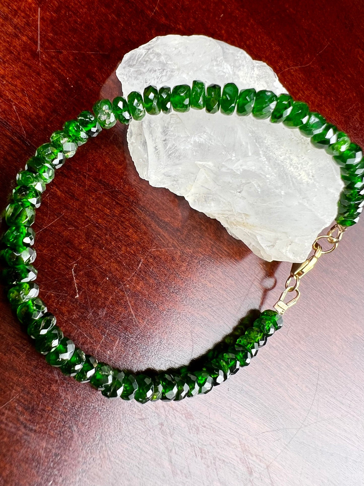 Natural Chrome Diopside 5-5.5mm Faceted Roundel 14k Gold Filled or 925 Sterling Silver Bracelet AAA High Quality Rare beautiful Green gift