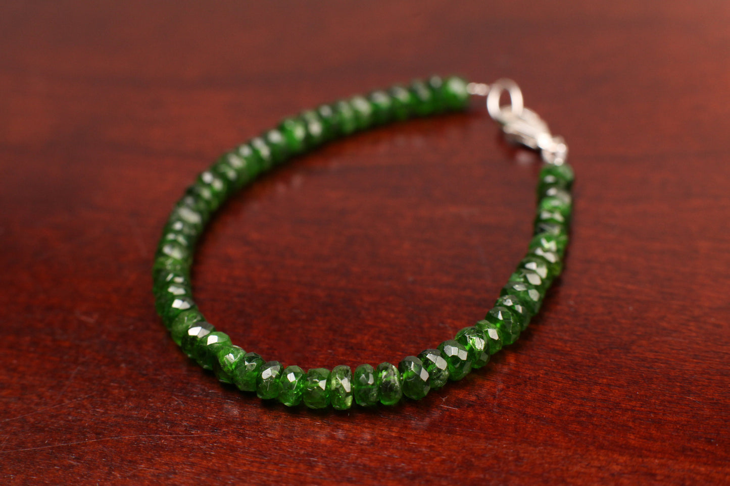 Natural Chrome Diopside 5-5.5mm Faceted Roundel 14k Gold Filled or 925 Sterling Silver Bracelet AAA High Quality Rare beautiful Green gift