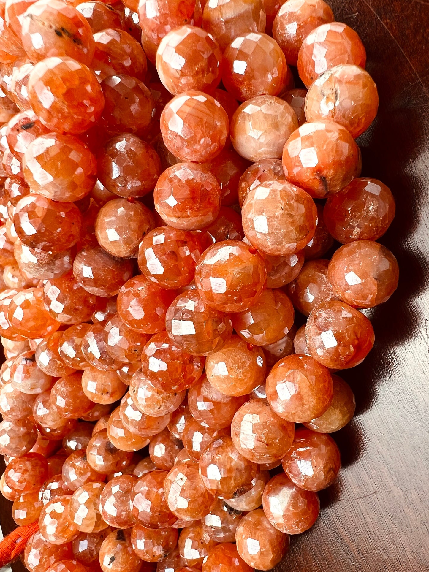 Natural peach Moonstone mystic faceted 9.5-10mm round bead ,Jewelry making super beautiful beads, 8" strand