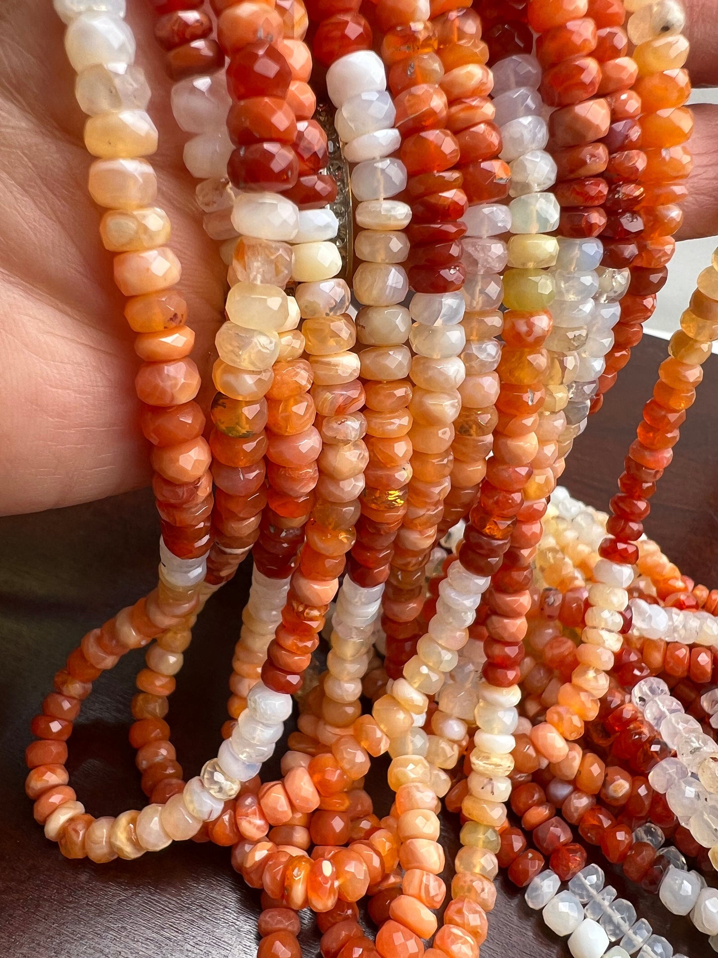 Mexican Fire Opal 5.5-7mm faceted Shaded Ombre Orange wheel tyre Roundel natural Beads, Jewelry Making AAA quality 6"and 12" strand