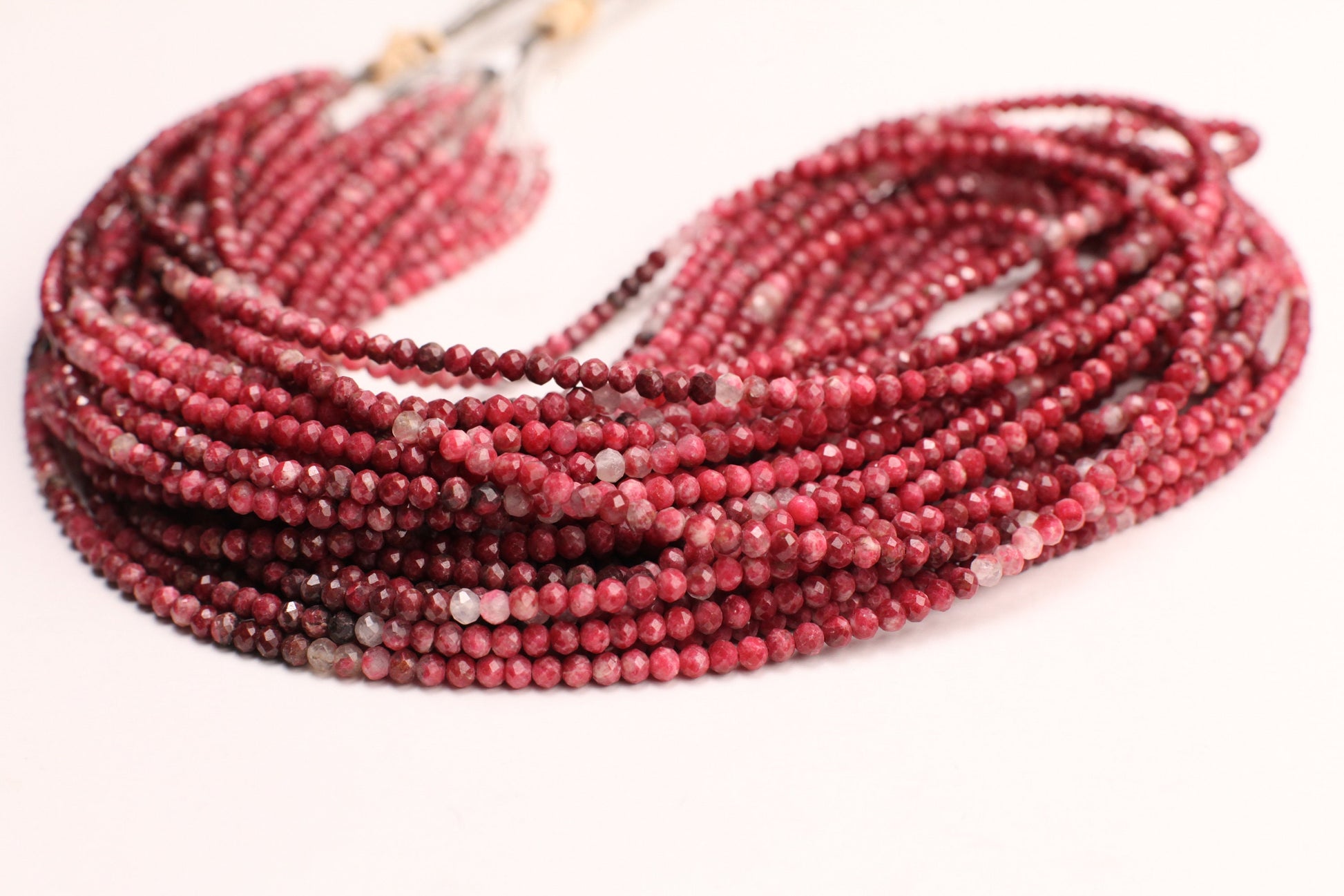 Natural Norwegian Thulite 3mm Faceted Round Red Pink Ombre Shaded Gemstone Beads for Jewelry Making 14” strand