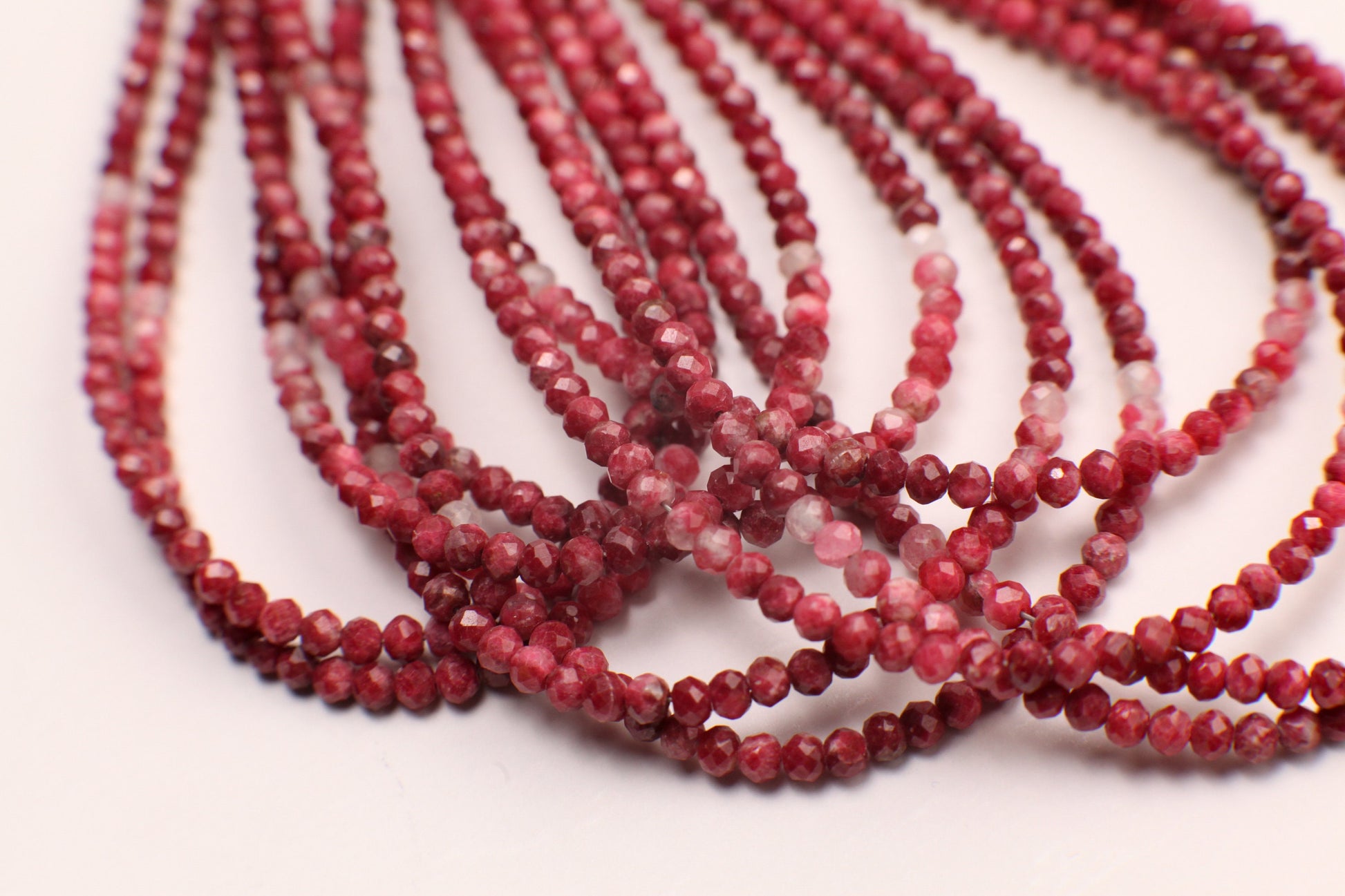 Natural Norwegian Thulite 3mm Faceted Round Red Pink Ombre Shaded Gemstone Beads for Jewelry Making 14” strand