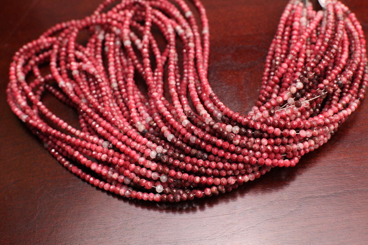 Natural Norwegian Thulite 3mm Faceted Round Red Pink Ombre Shaded Gemstone Beads for Jewelry Making 12” strand