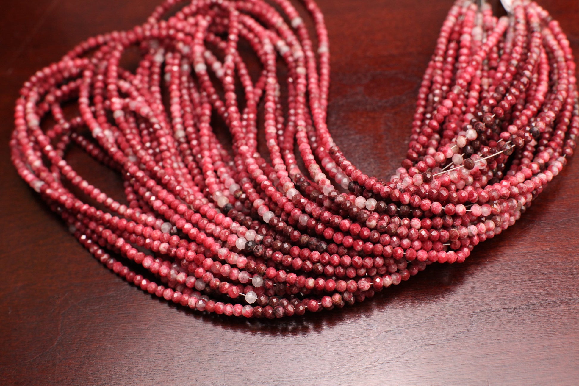 Natural Norwegian Thulite 3mm Faceted Round Red Pink Ombre Shaded Gemstone Beads for Jewelry Making 12” strand
