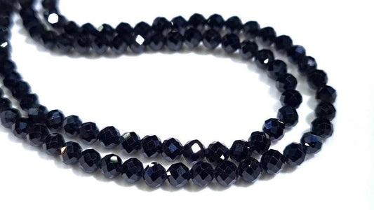 Genuine 4mm Black Spinel Micro Faceted Diamond Cut 925 Sterling Silver Men's Necklace 22"-46" AAA quality super sparkly
