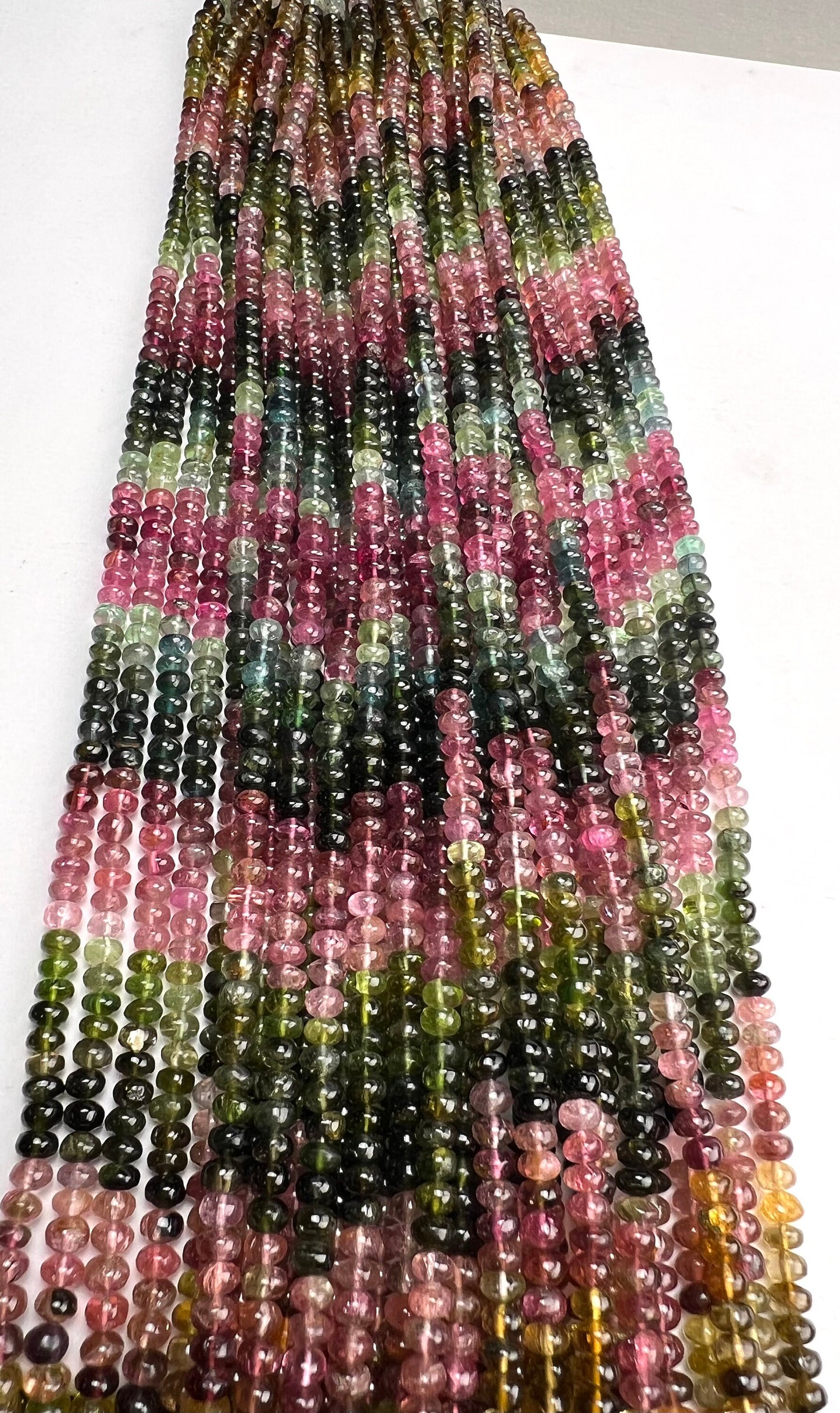 Natural Multi Watermelon Tourmaline 4.5-5mm raw smooth Roundel beads AAA quality Jewelry Making, healing Beads 7”, 14” St