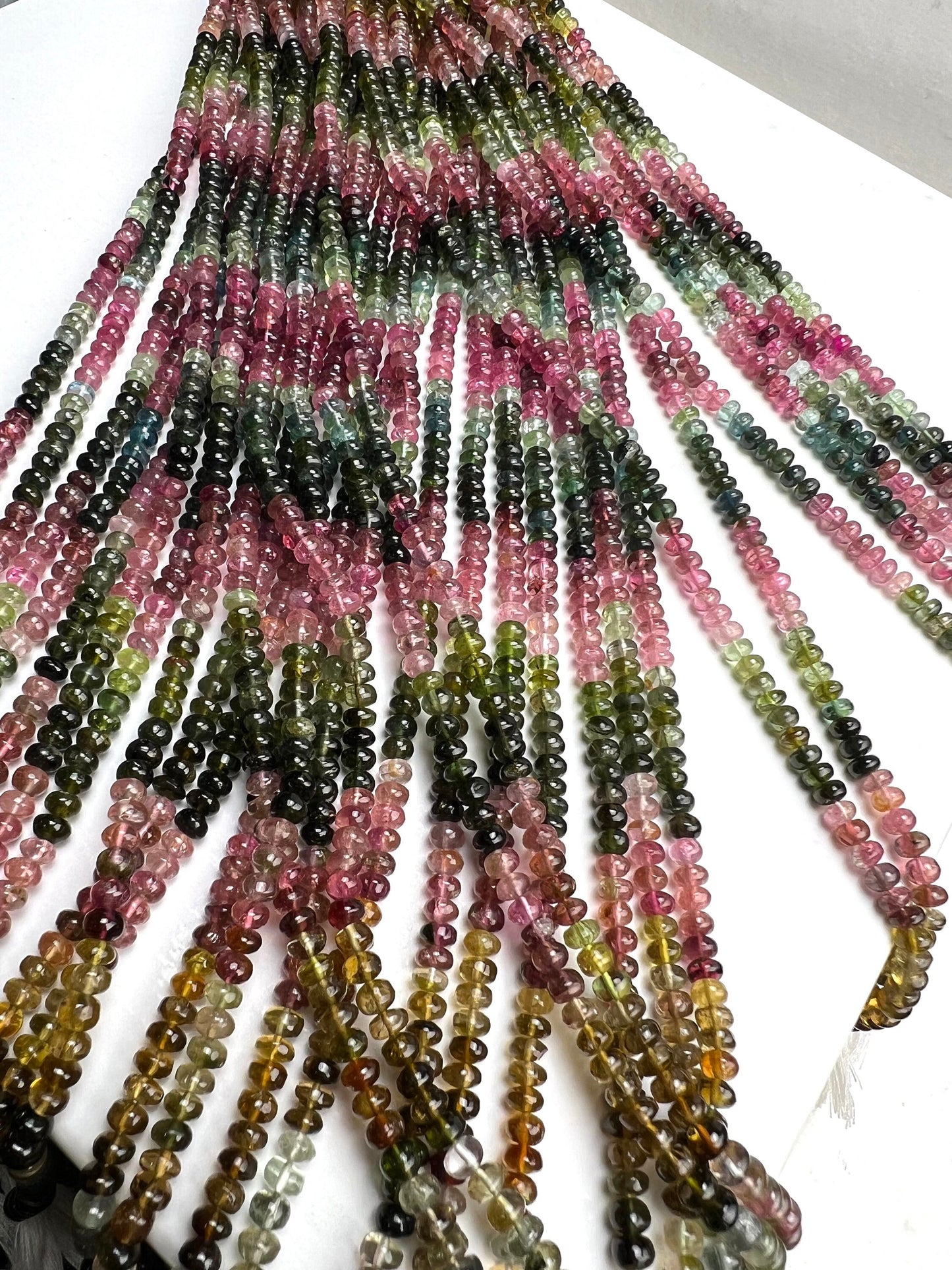 Natural Multi Watermelon Tourmaline 4.5-5mm raw smooth Roundel beads AAA quality Jewelry Making, healing Beads 7”, 14” St