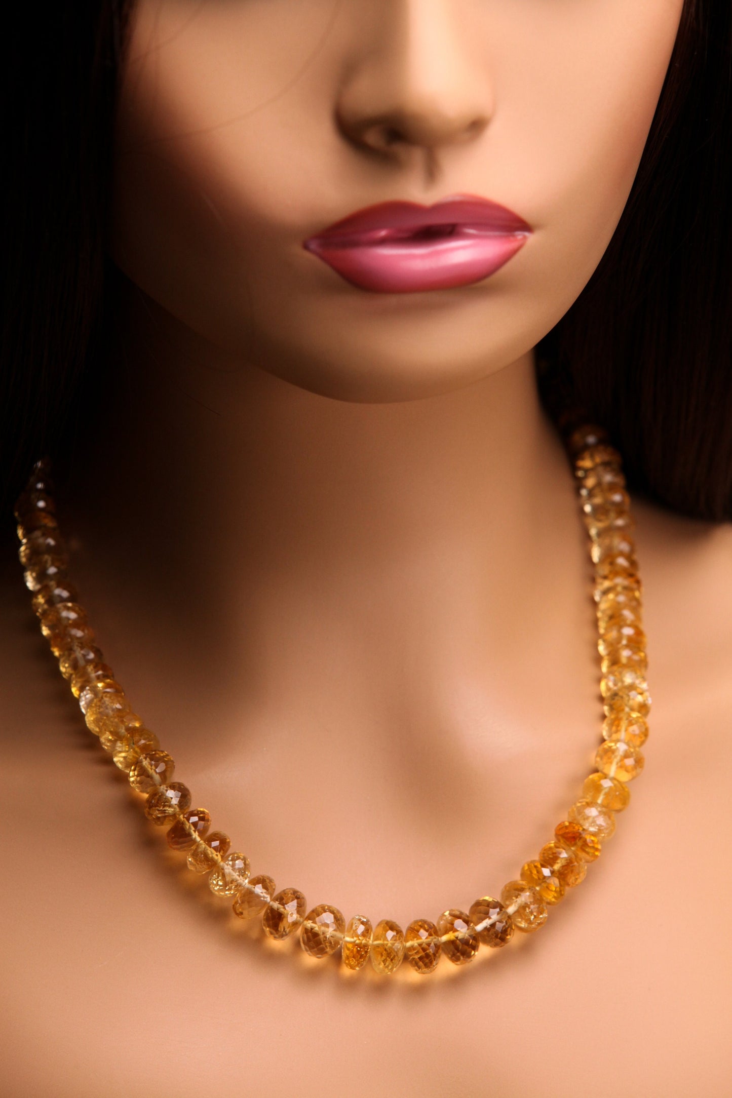 Natural Citrine Gem Quality Clear AAA Faceted Graduated Rondelle 7-11.5mm, 18" Necklace with 2" Extender in 14K Gold Filled Chain and Clasp