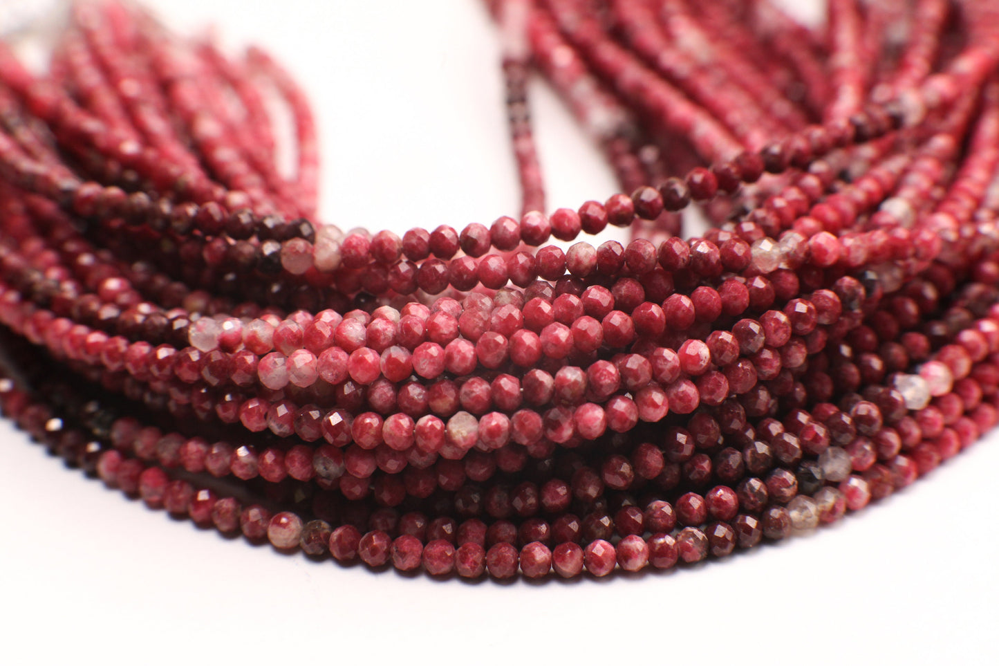 Natural Norwegian Thulite 3mm Faceted Round Red Pink Ombre Shaded Gemstone Beads for Jewelry Making 14” strand