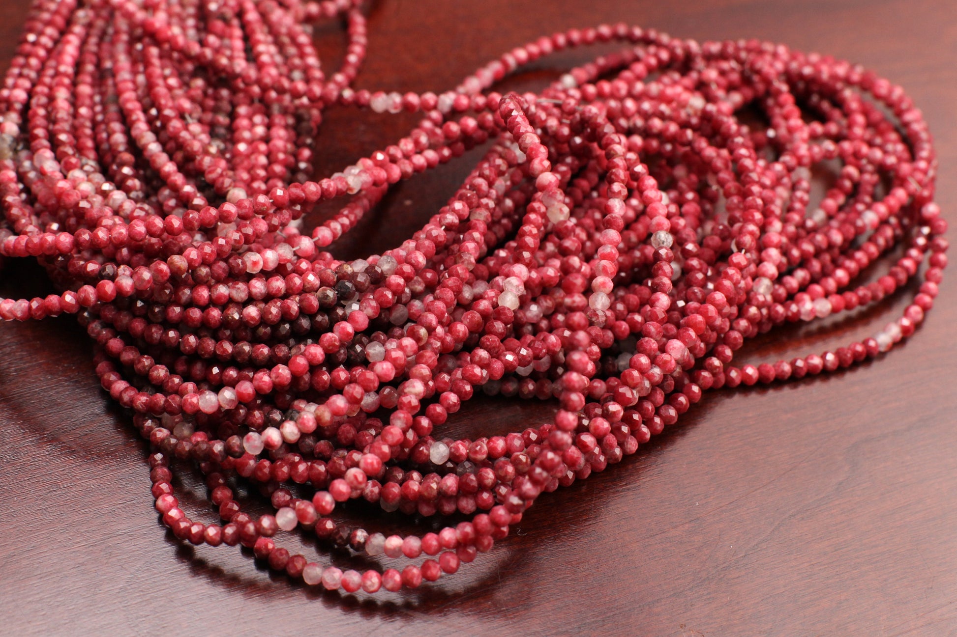 Natural Norwegian Thulite 3mm Faceted Round Red Pink Ombre Shaded Gemstone Beads for Jewelry Making 12” strand