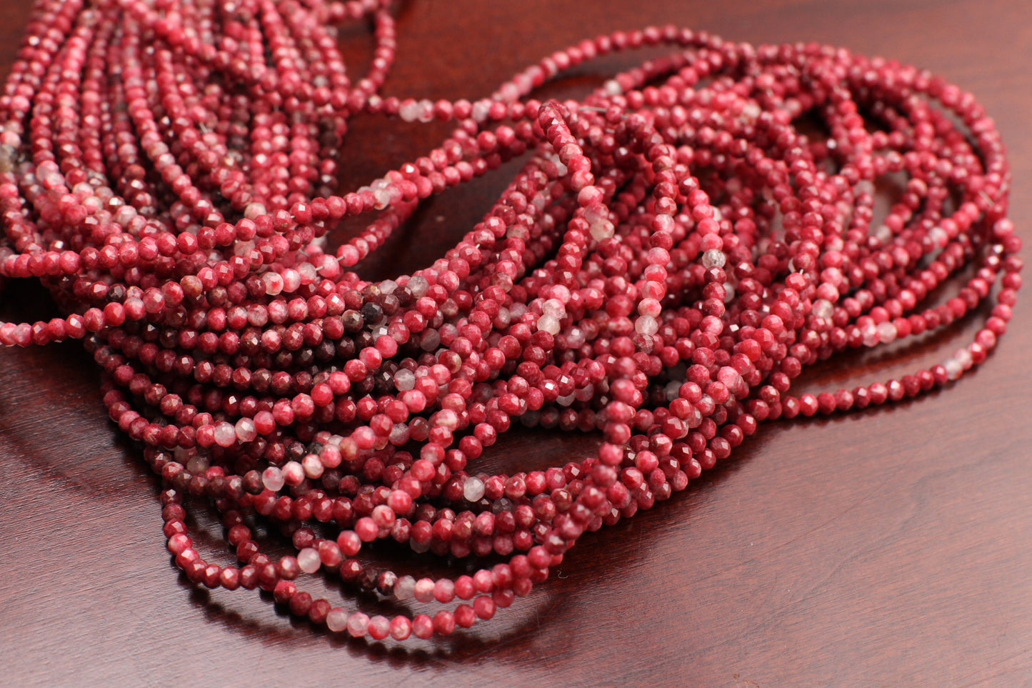 Natural Norwegian Thulite 3mm Faceted Round Red Pink Ombre Shaded Gemstone Beads for Jewelry Making 14” strand