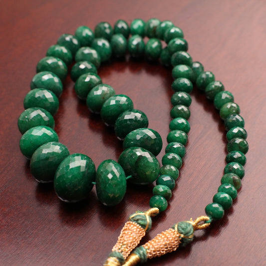 Genuine Zambian Emerald Dark green 6-17mm large Faceted Roundel Gemstone 16" Necklace with 9" Adjustable thread,May Birthstone,Gift 538ct