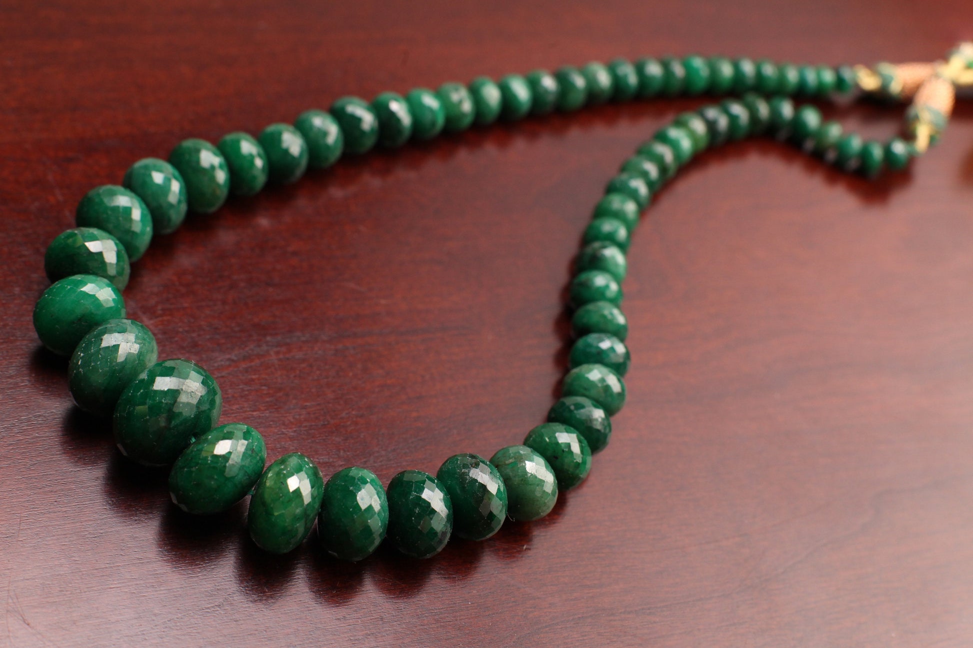 Genuine Zambian Emerald Dark green 6-17mm large Faceted Roundel Gemstone 16" Necklace with 9" Adjustable thread,May Birthstone,Gift 538ct