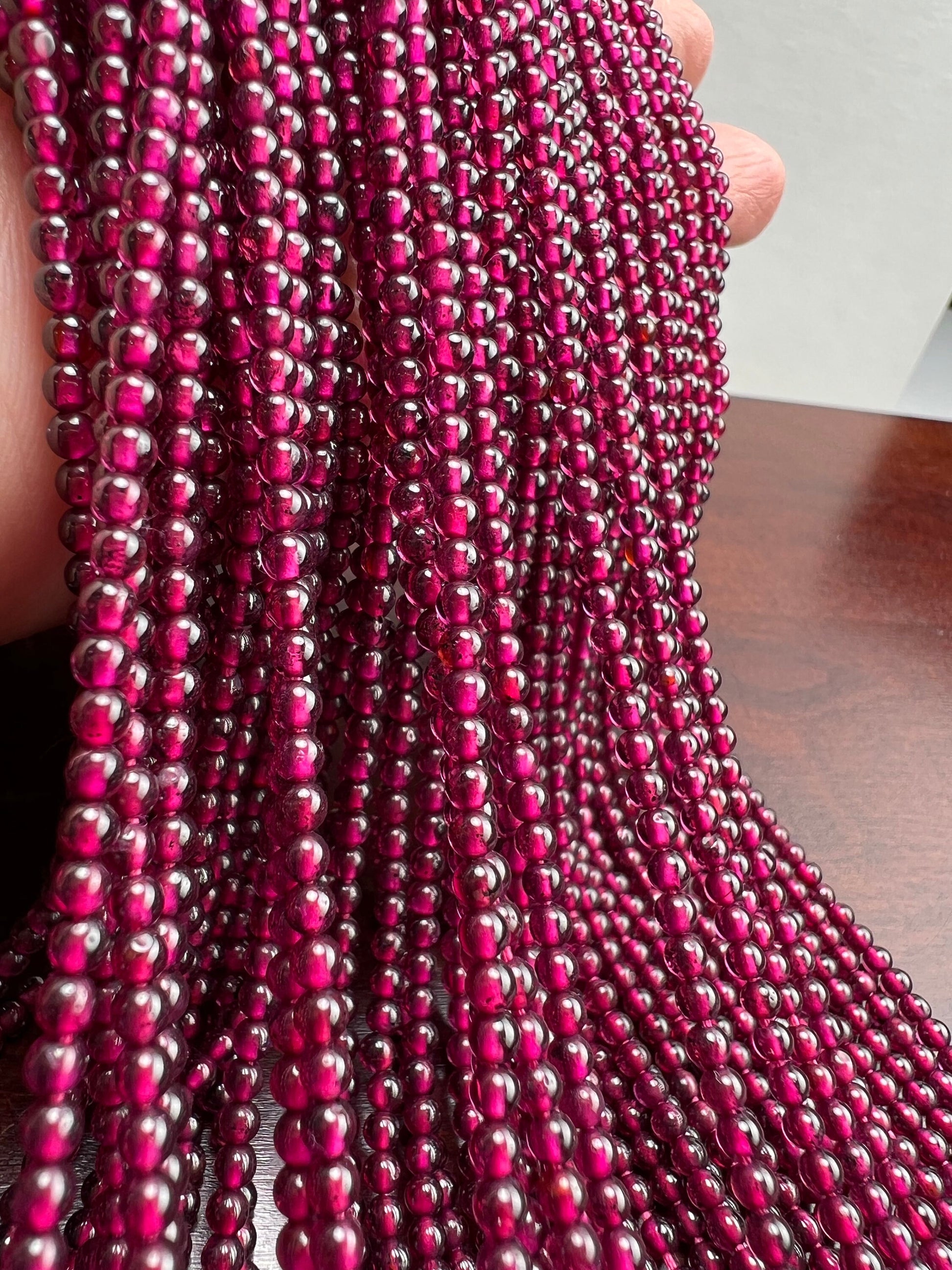 Mozambique Garnet 3mm smooth round , Merlot Dark Red Jewelry Making Gemstone Beads, Rare, Beautiful Gemstone 13” strand