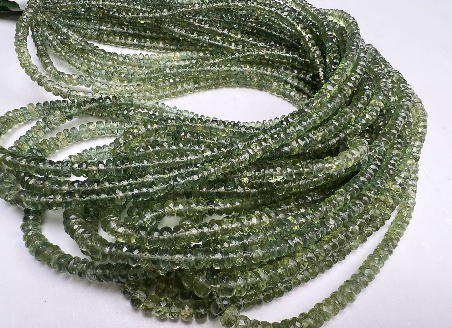 Natural Green Apatite 3-4.5 faceted roundel beads for jewelry making beads 8",16" strand