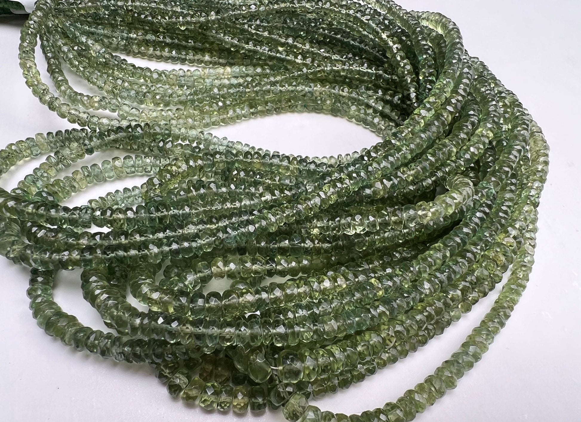 Natural Green Apatite 3-4.5 faceted roundel beads for jewelry making beads 8",16" strand