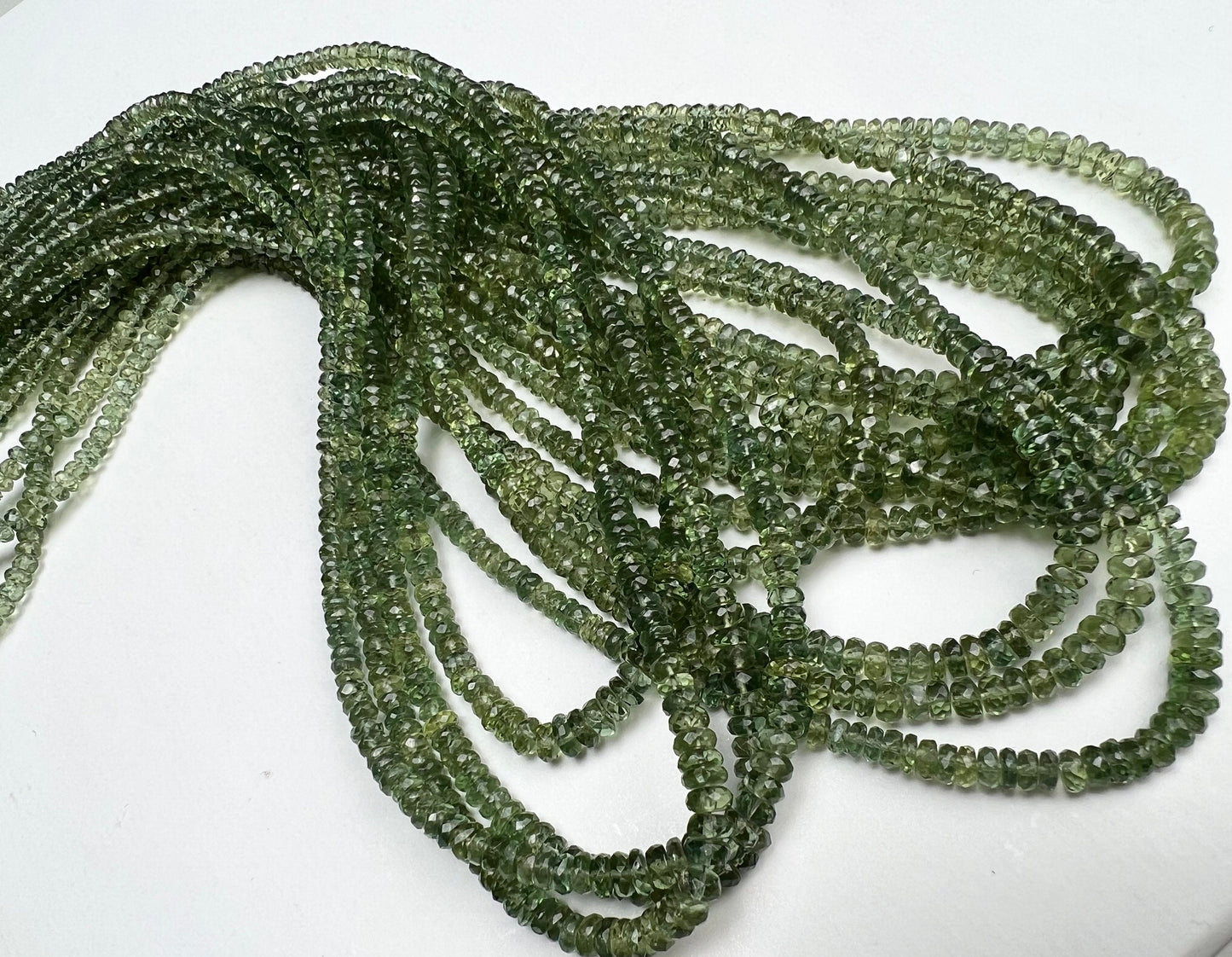 Natural Green Apatite 3-4.5 faceted roundel beads for jewelry making beads 8",16" strand