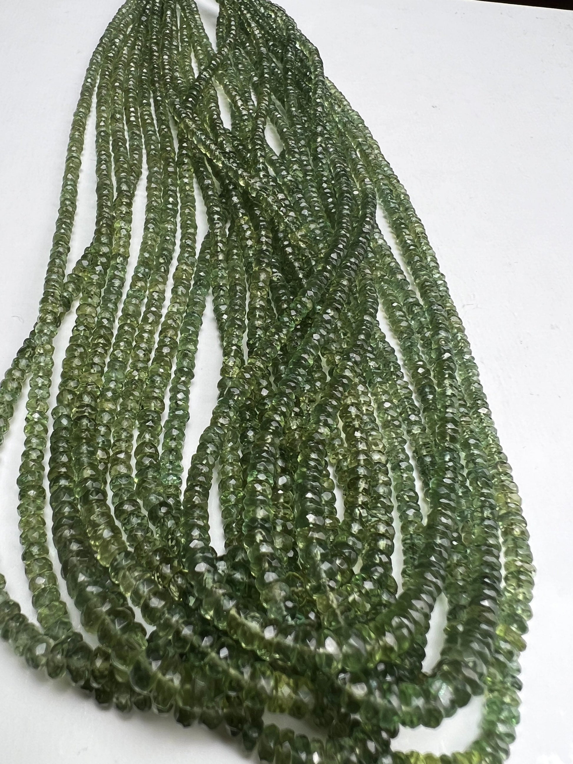 Natural Green Apatite 3-4.5 faceted roundel beads for jewelry making beads 8",16" strand