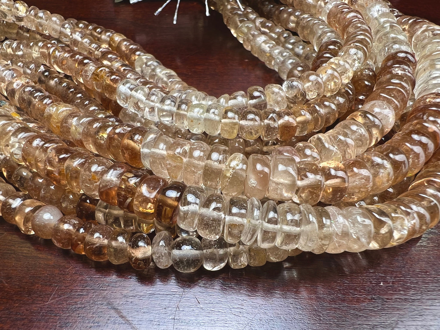 Imperial Topaz Smooth Heishi wheel Roundel 6-9.5mm brown Shaded Natural gemstone beads Jewelry Making, 7.75” strand