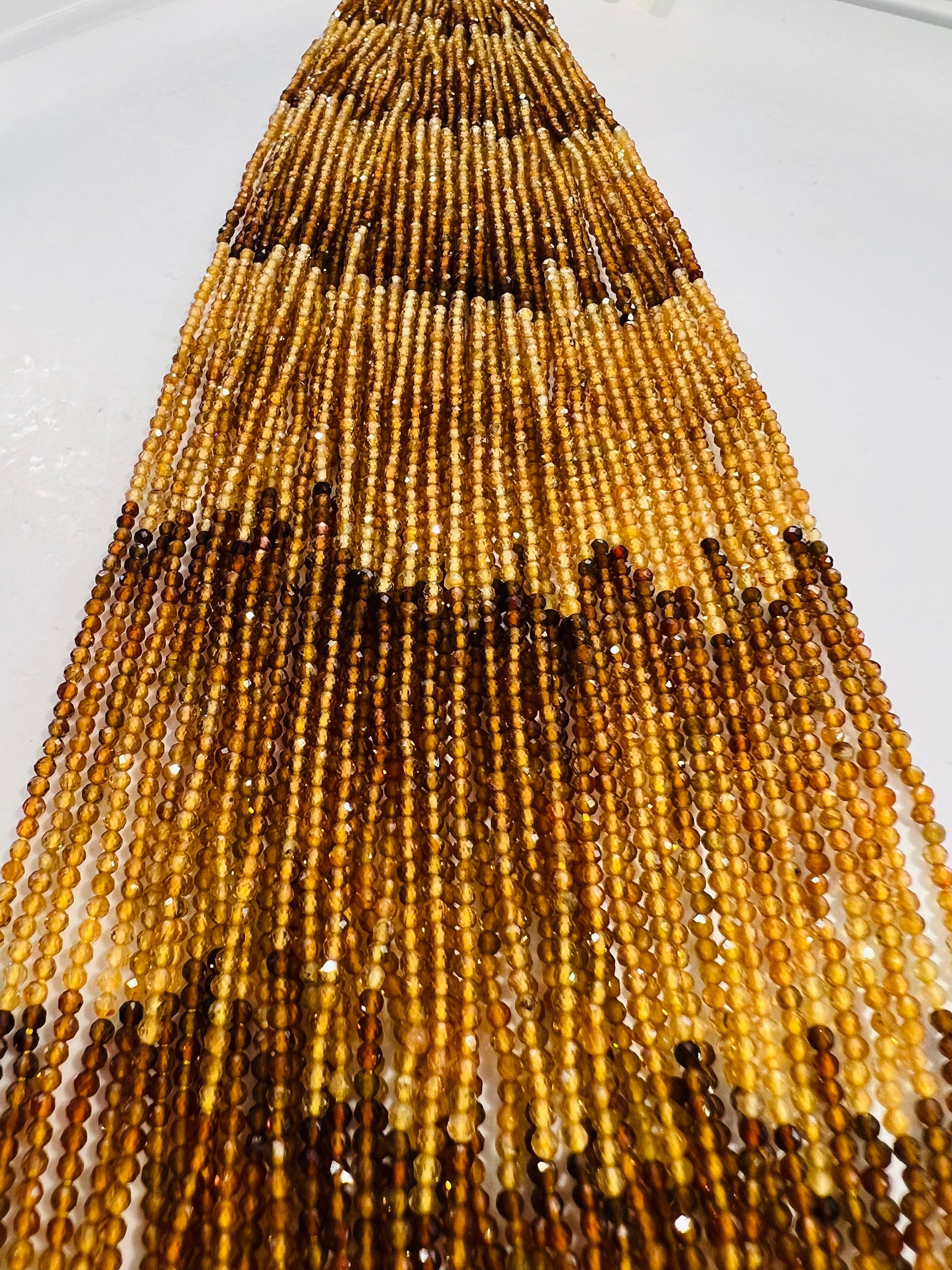 Natural yellow Tourmaline 2mm micro Faceted Diamond Cut Yellow Brown shaded Round beads .AAA quality rare bead 12.5”Std for jewelry making