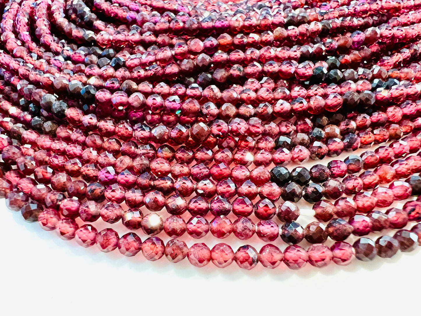 Mozambique Garnet 3mm Faceted round Merlot Dark Red shaded beads Jewelry Making natural Gemstone Rare, Beautiful Gemstone 12.25”strand