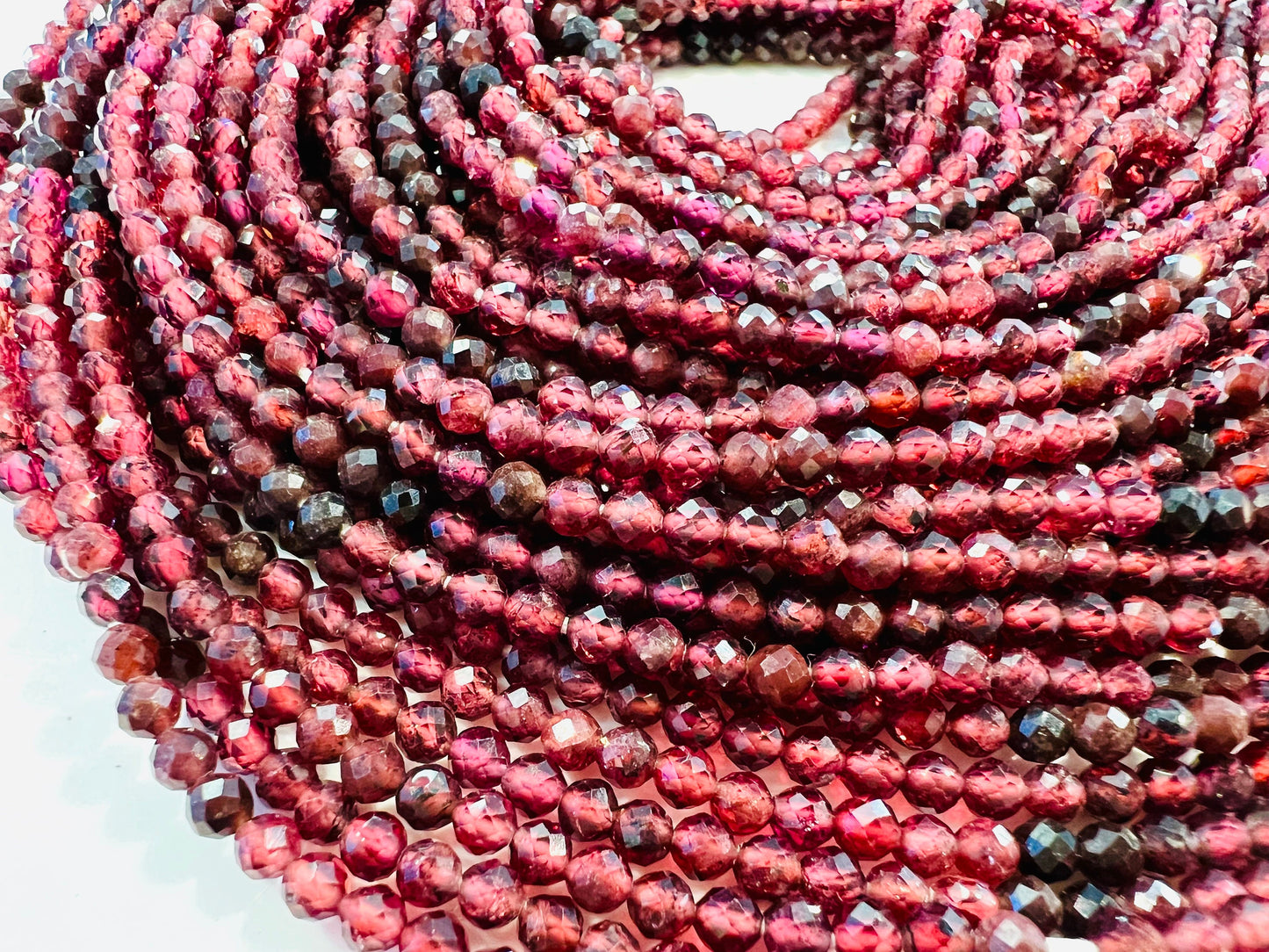 Mozambique Garnet 3mm Faceted round Merlot Dark Red shaded beads Jewelry Making natural Gemstone Rare, Beautiful Gemstone 12.25”strand