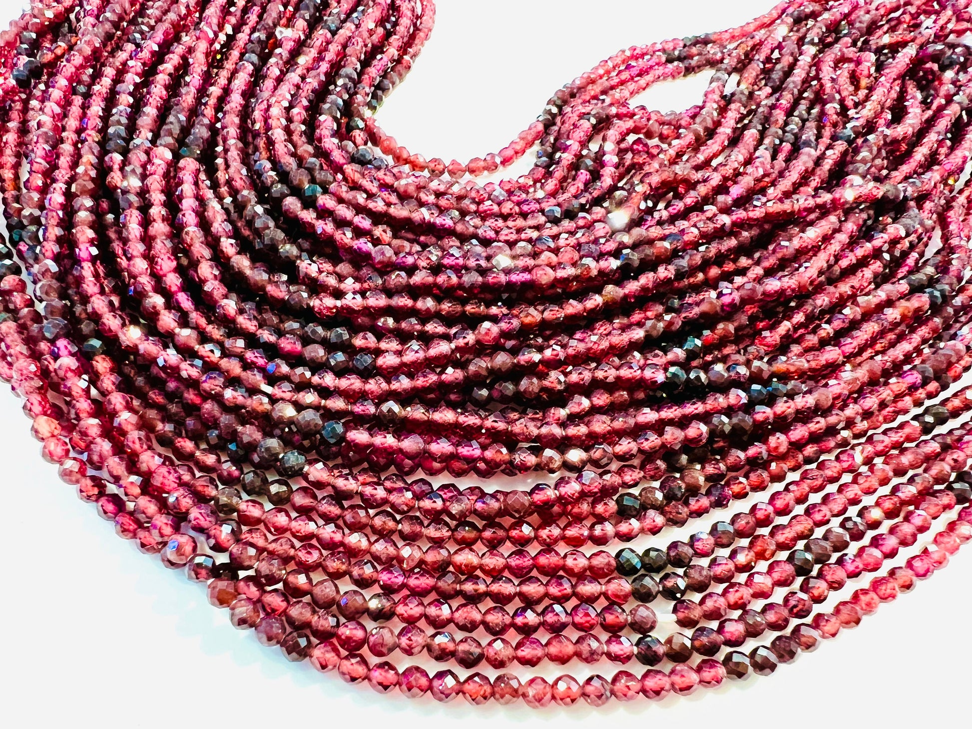 Mozambique Garnet 3mm Faceted round Merlot Dark Red shaded beads Jewelry Making natural Gemstone Rare, Beautiful Gemstone 12.25”strand