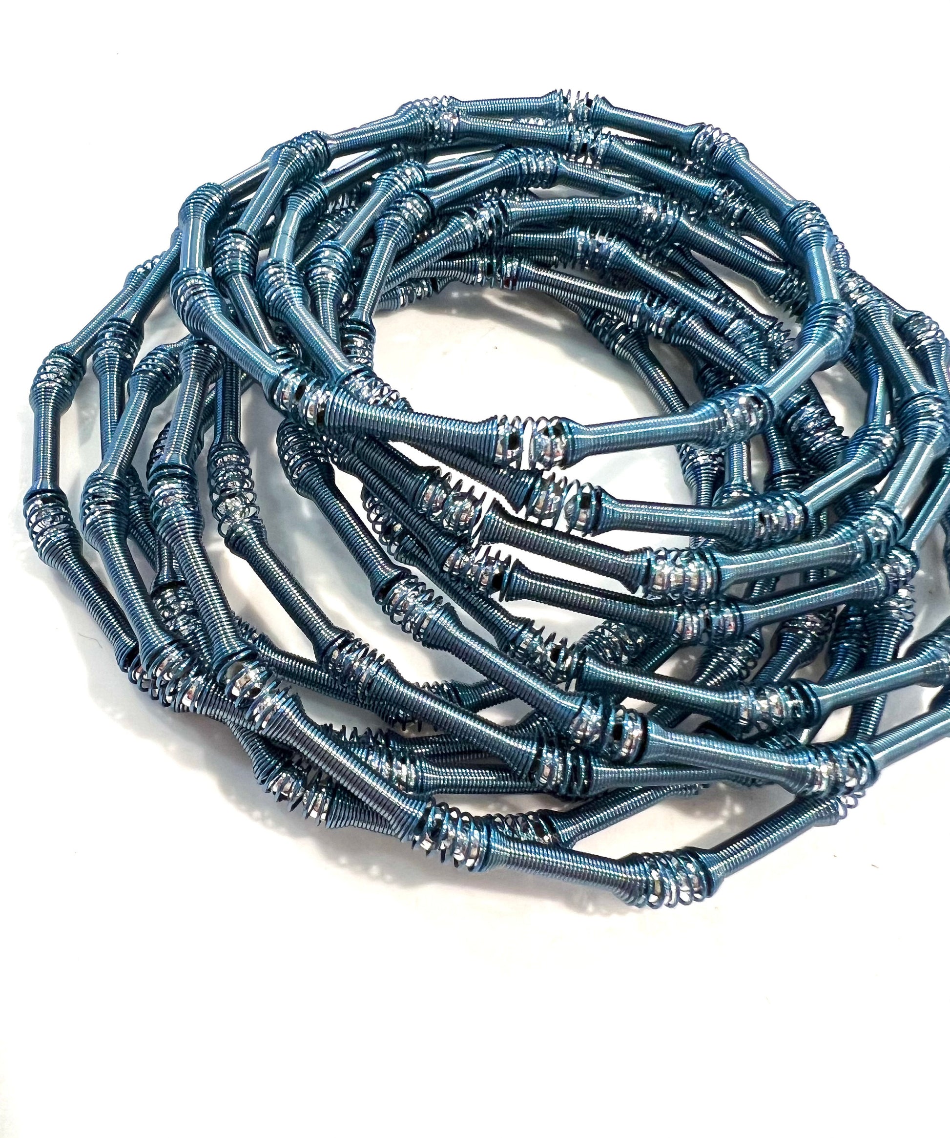 12 pcs stretched memory wire blue beautiful Bangle bracelet gift for her,12 pcs separated you can wear in stuck or separate. 7”