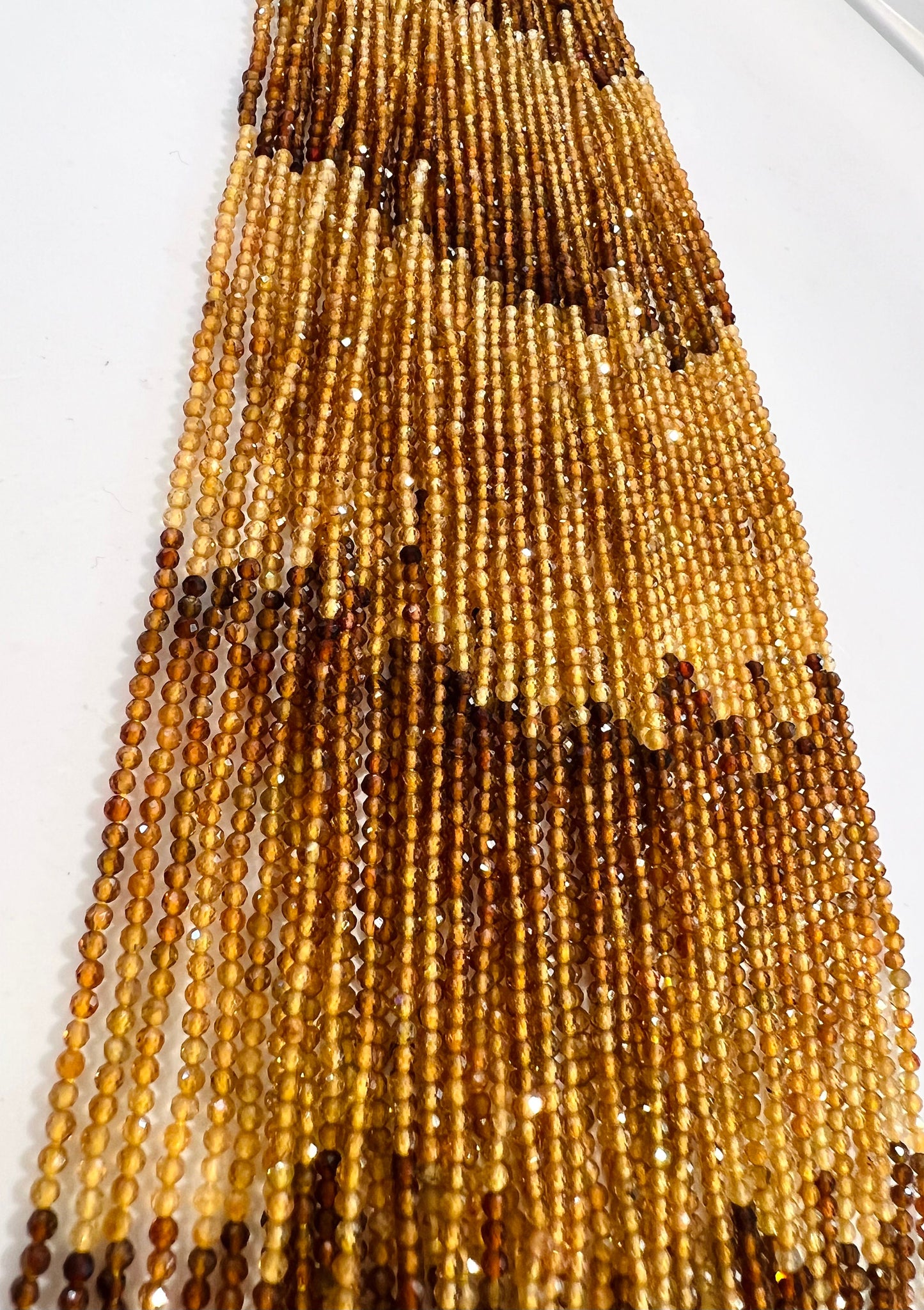 Natural yellow Tourmaline 2mm micro Faceted Diamond Cut Yellow Brown shaded Round beads .AAA quality rare bead 12.5”Std for jewelry making