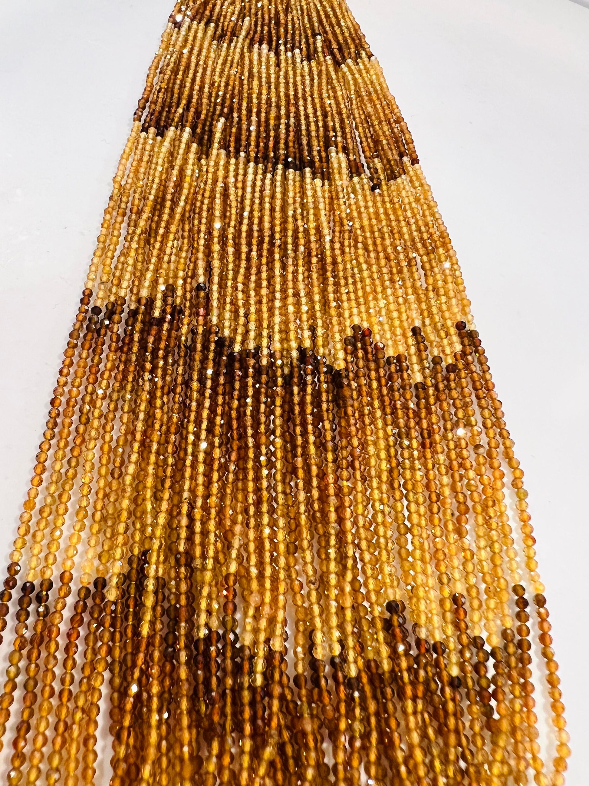 Natural yellow Tourmaline 2mm micro Faceted Diamond Cut Yellow Brown shaded Round beads .AAA quality rare bead 12.5”Std for jewelry making