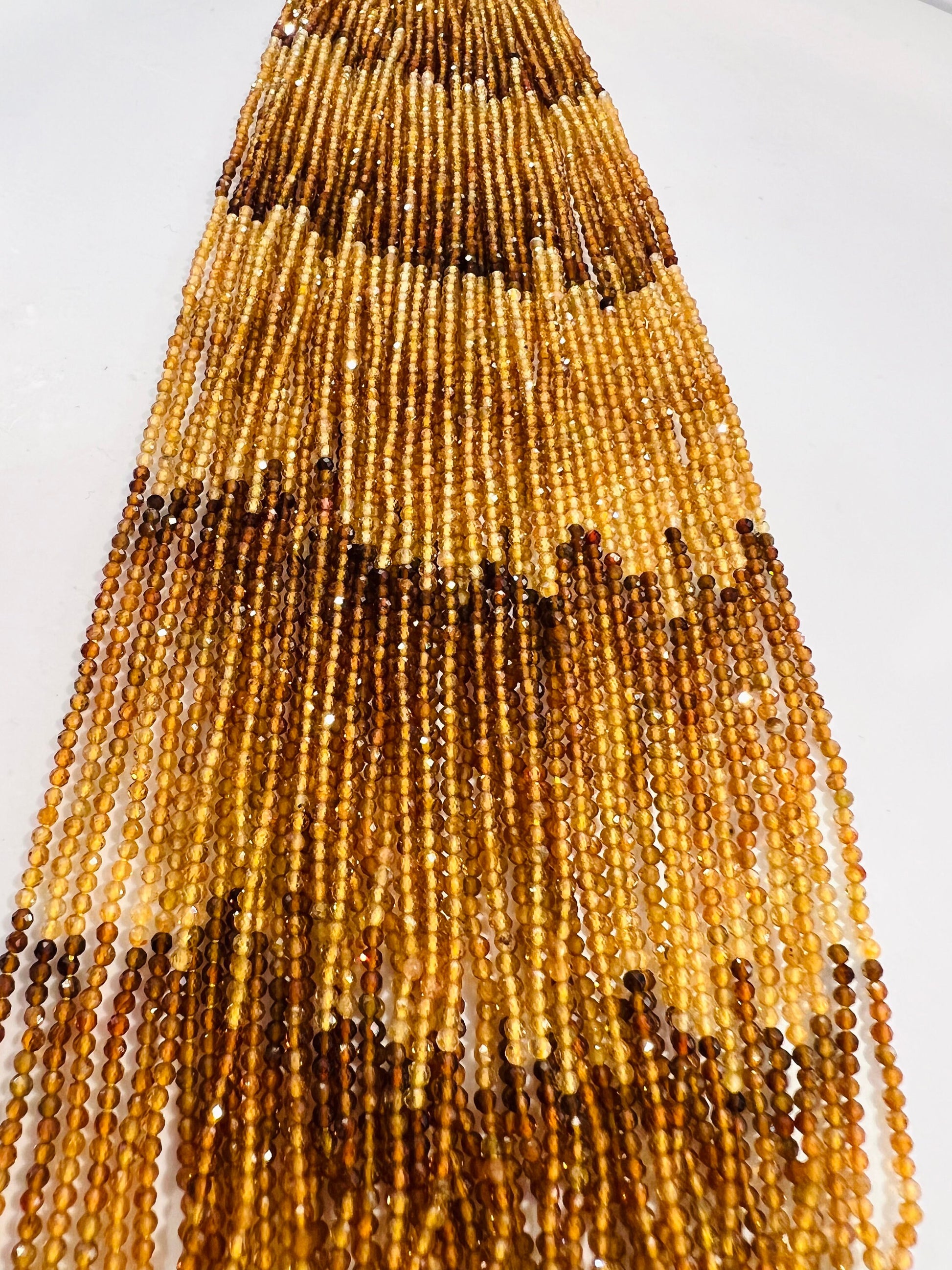 Natural yellow Tourmaline 2mm micro Faceted Diamond Cut Yellow Brown shaded Round beads .AAA quality rare bead 12.5”Std for jewelry making