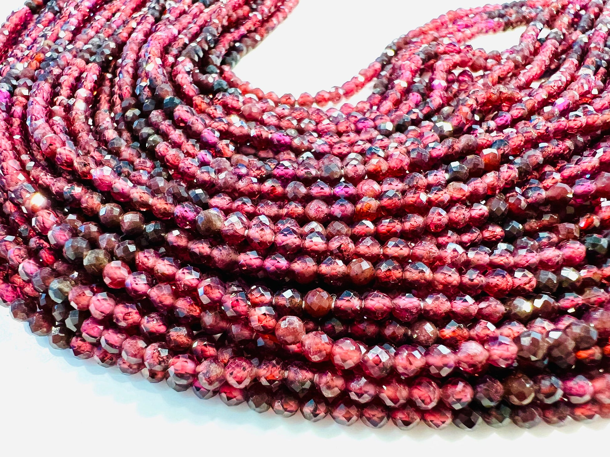 Mozambique Garnet 3mm Faceted round Merlot Dark Red shaded beads Jewelry Making natural Gemstone Rare, Beautiful Gemstone 12.25”strand