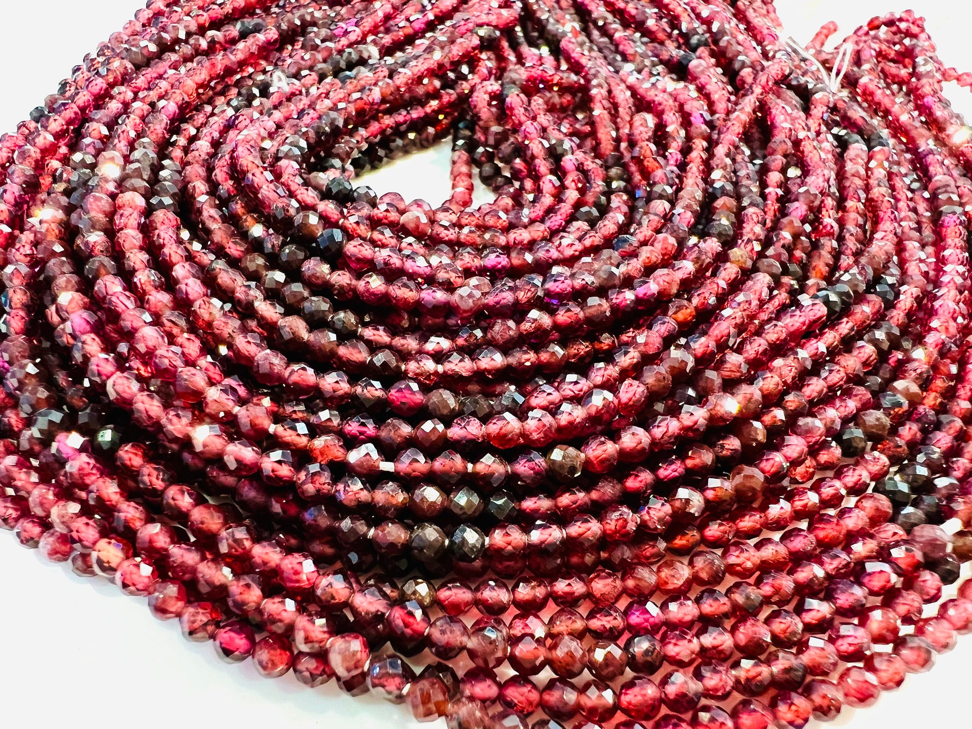 Mozambique Garnet 3mm Faceted round Merlot Dark Red shaded beads Jewelry Making natural Gemstone Rare, Beautiful Gemstone 12.25”strand