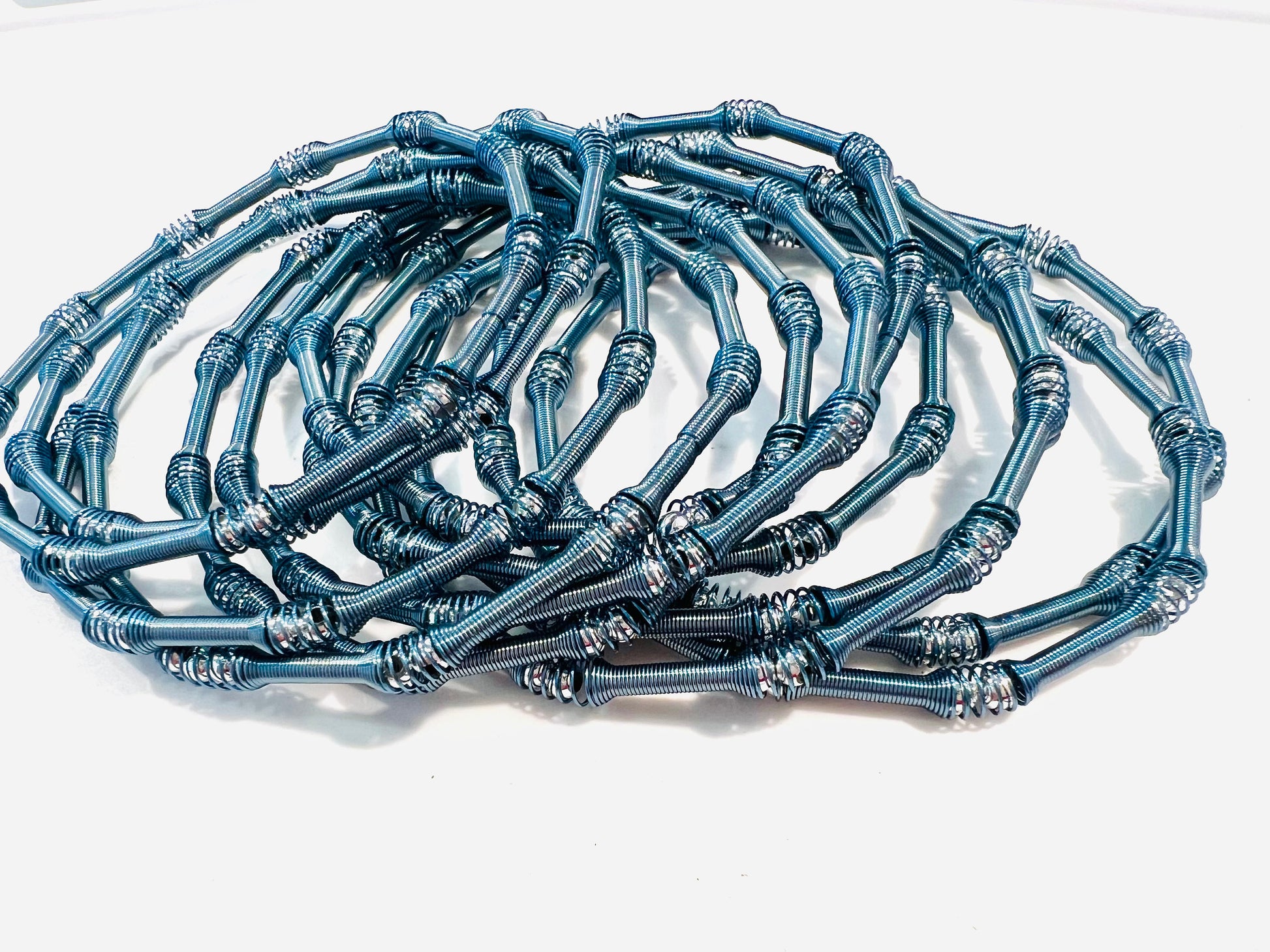 12 pcs stretched memory wire blue beautiful Bangle bracelet gift for her,12 pcs separated you can wear in stuck or separate. 7”