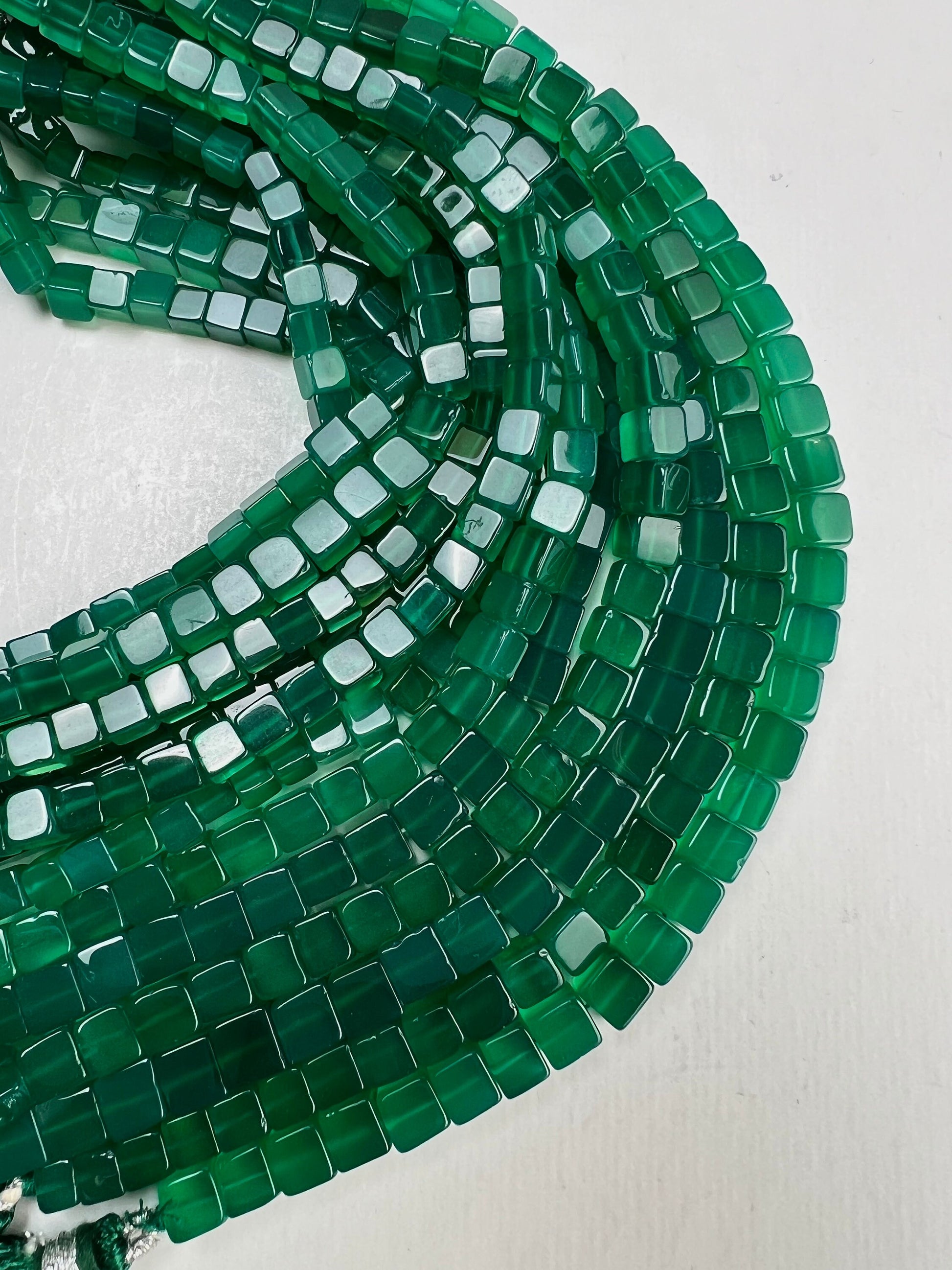 Genuine Green Onyx square cube Smooth 5.5-6.5mm AAA Quality Natural gemstone beads for Jewelry Making ,8” strand