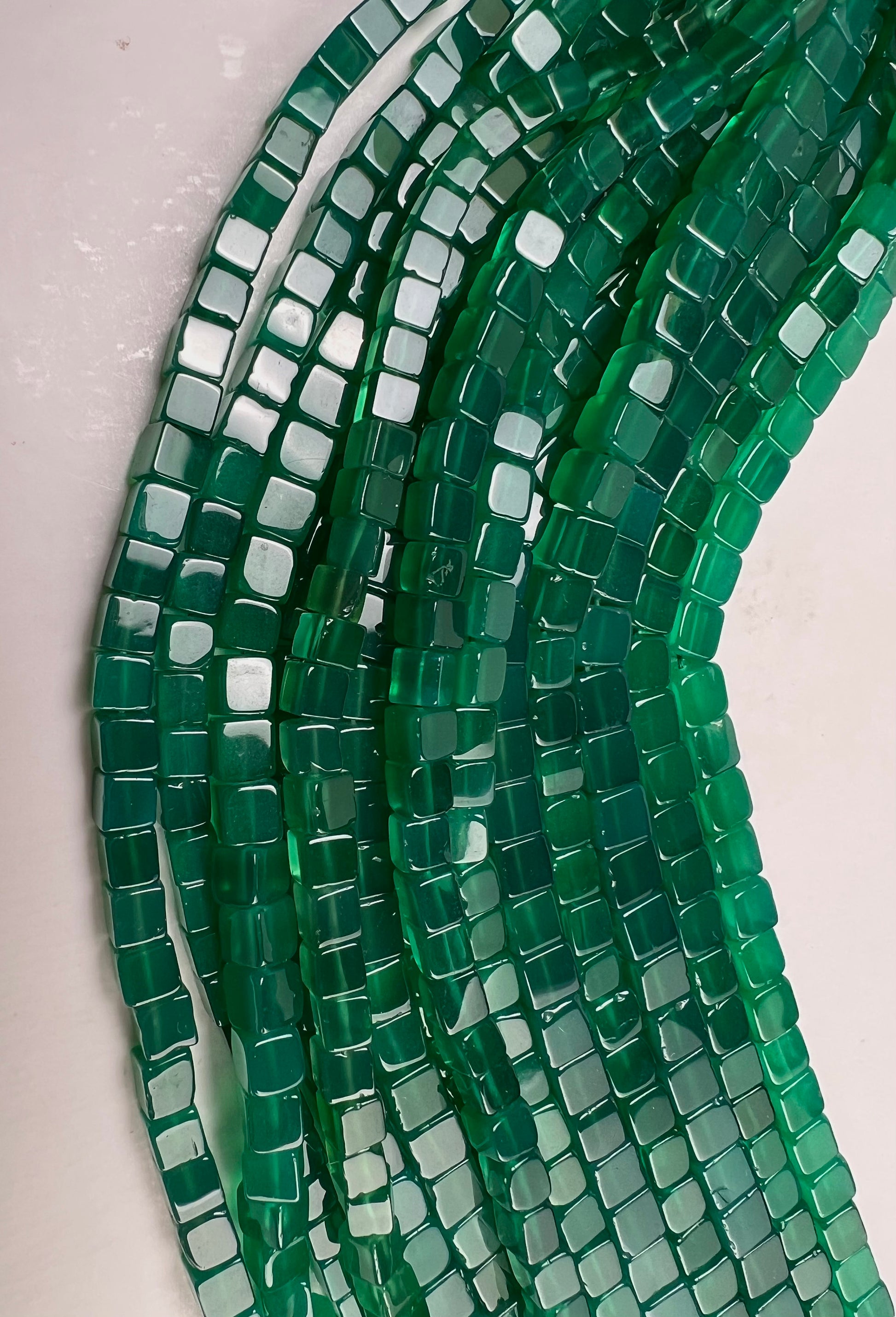 Genuine Green Onyx square cube Smooth 5.5-6.5mm AAA Quality Natural gemstone beads for Jewelry Making ,8” strand