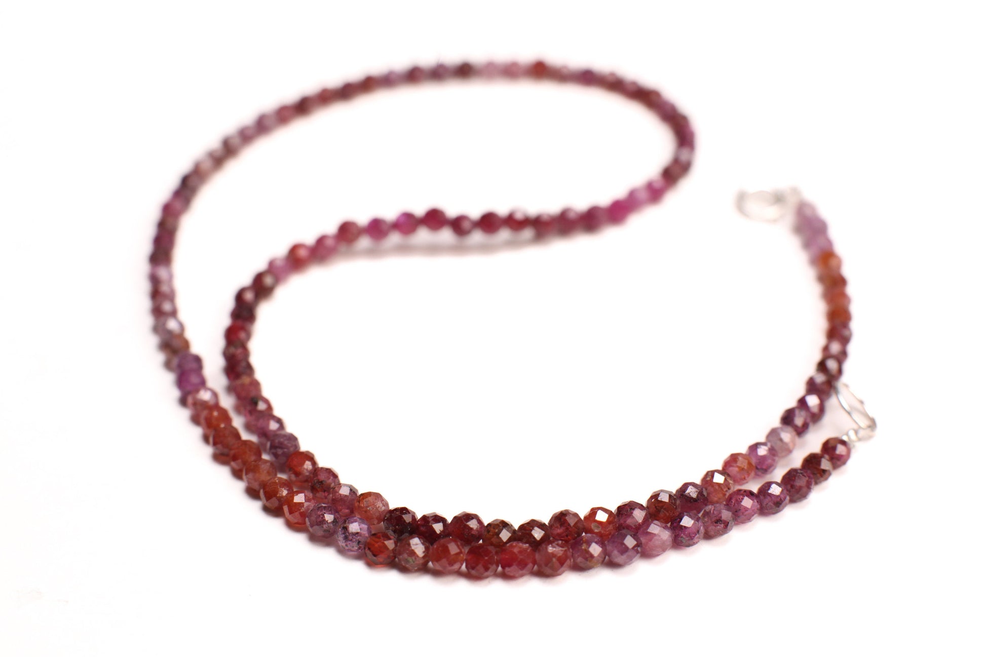 Natural Ruby 3.5mm Faceted round red pink Ombre Shaded Gemstone 925 Sterling Silver, Gold Filled Choker Layering Necklace gift, Valentine