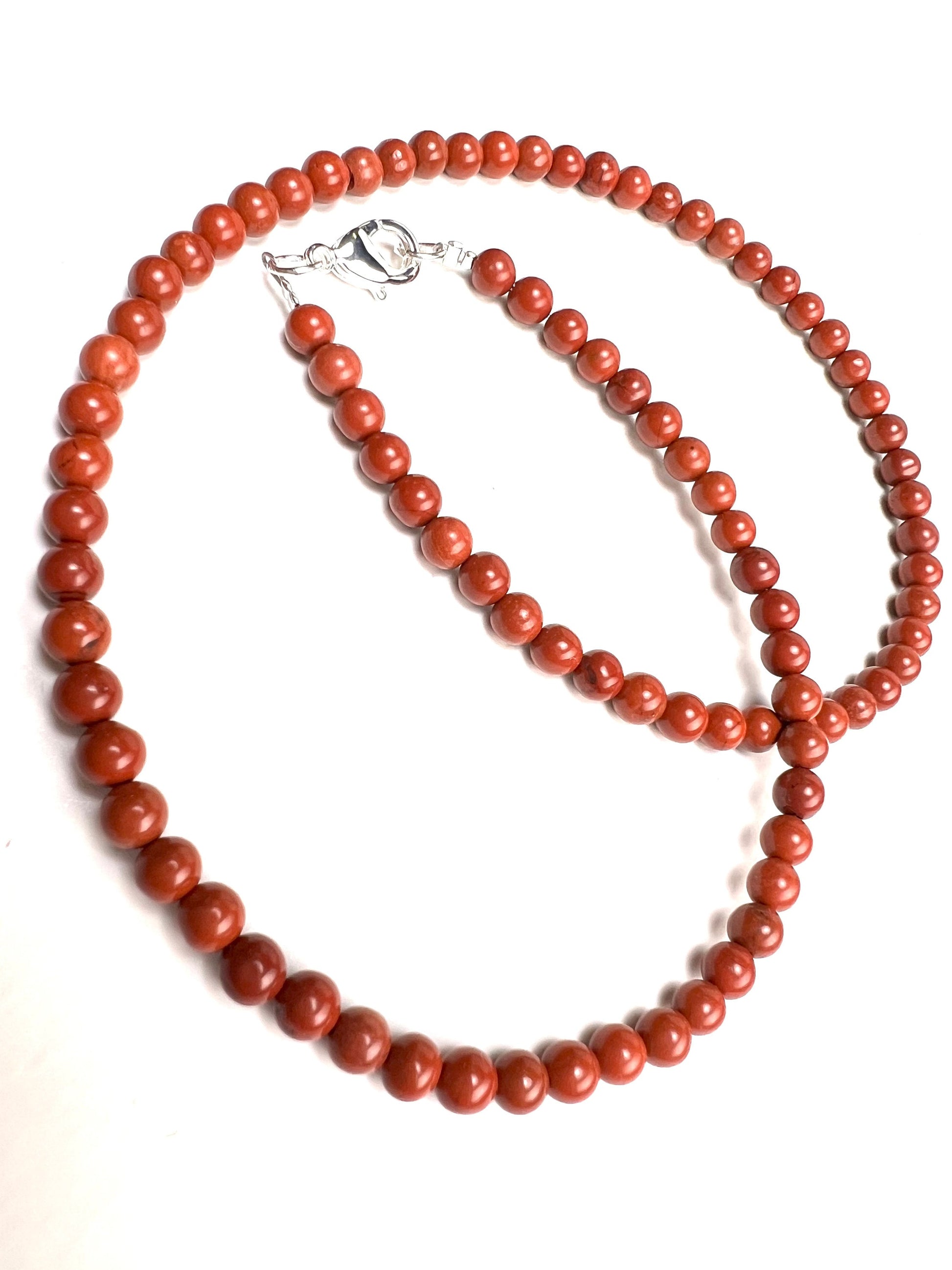 Natural Red Jasper 4mm Smooth Round Choker Layering Necklace, Handmade, Energy, Minimalist, Gift October Birthstone