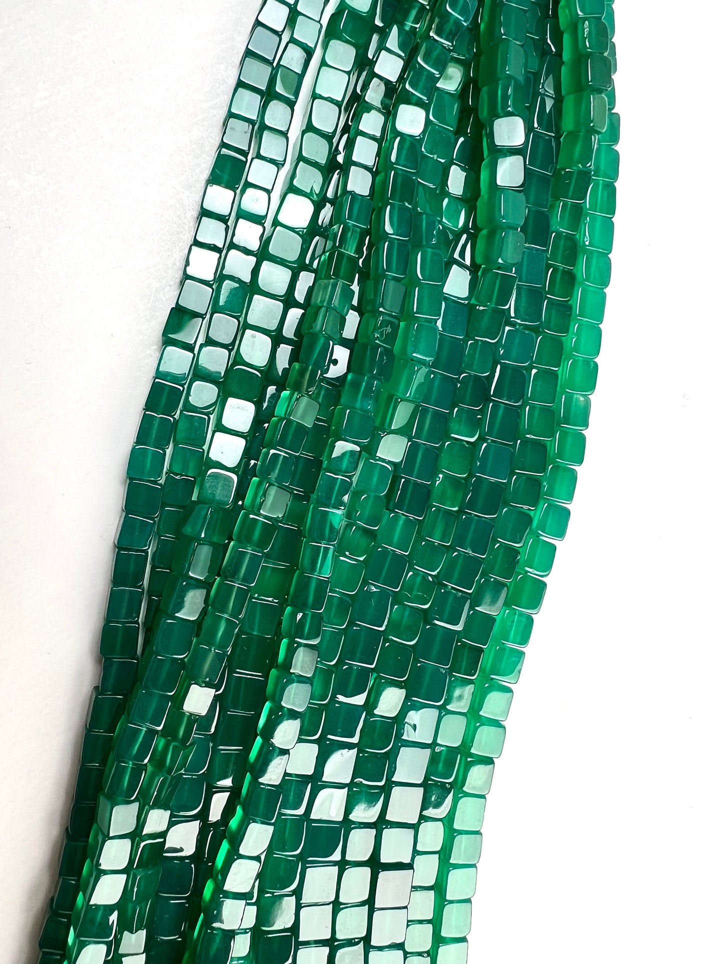 Genuine Green Onyx square cube Smooth 5.5-6.5mm AAA Quality Natural gemstone beads for Jewelry Making ,8” strand