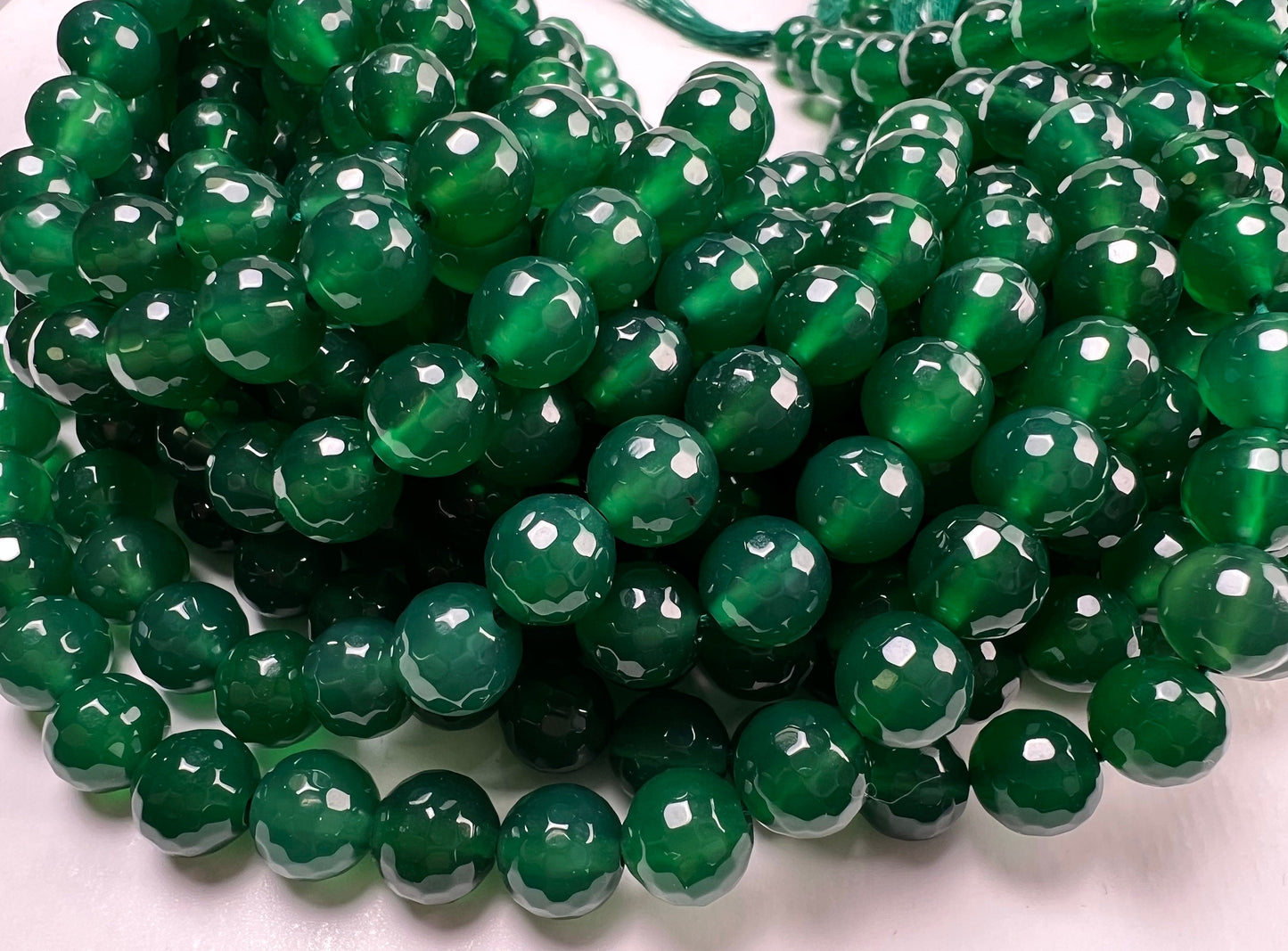 Green Onyx Faceted 8mm round beads AAA Quality for Jewelry Making 10”