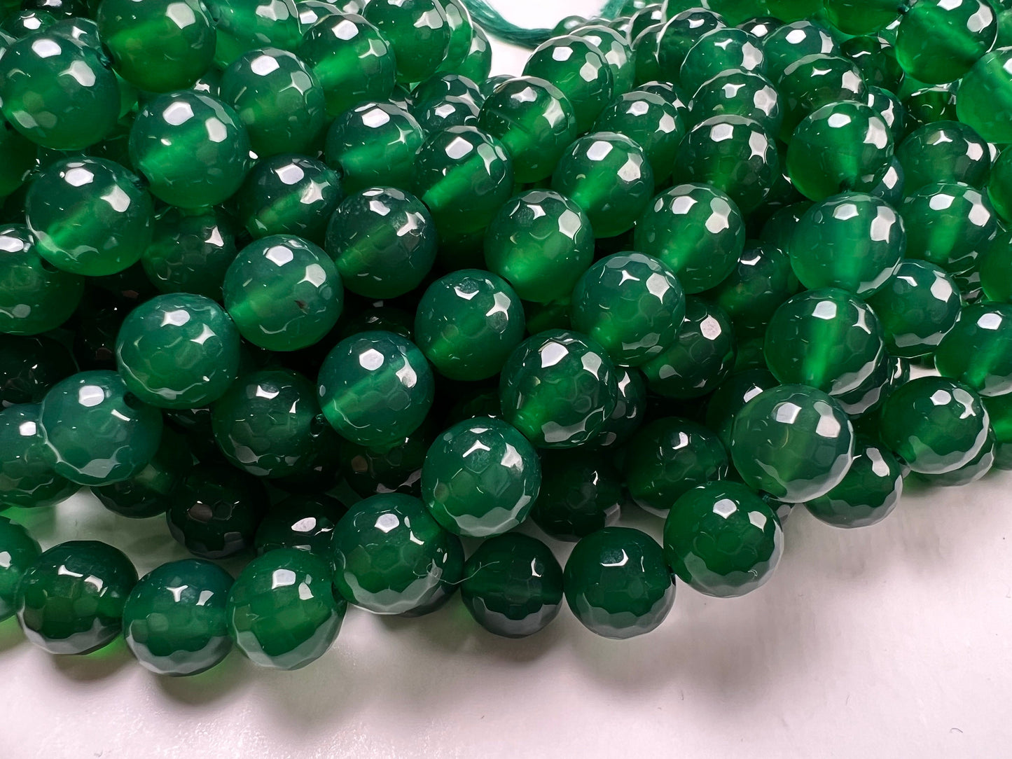 Green Onyx Faceted 8mm round beads AAA Quality for Jewelry Making 10”