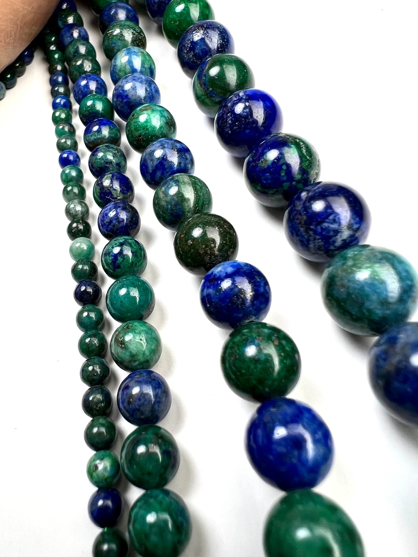 Azurite Smooth Round AAA quality Azurite Malachite bead ,Jewelry Making Natural Gemstone Beads . 4mm,6mm 8mm 10mm 15.5” full strand