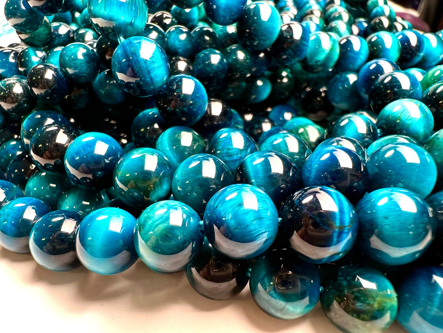 Blue Tiger Eye Smooth Round AAA quality beads for , Jewelry Making Natural Gemstone Beads . 4mm,6mm 8mm 15” full strand