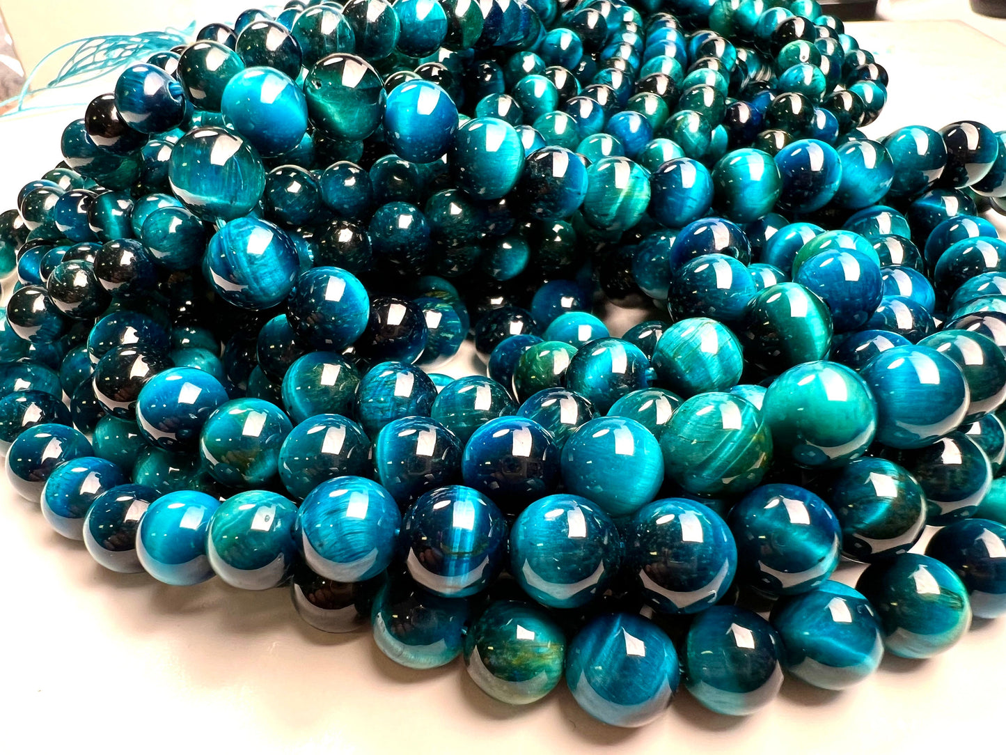 Blue Tiger Eye Smooth Round AAA quality beads for , Jewelry Making Natural Gemstone Beads . 4mm,6mm 8mm 15” full strand