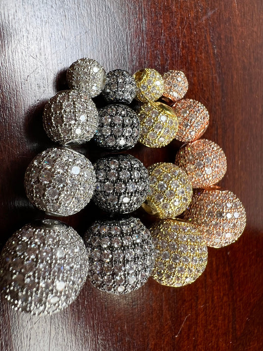 CZ micro pave diamond style twisted ball spacer Bead non tarnish quality 6,8,10,12mm cubic Zirconia jewelry making spacer .1 pc