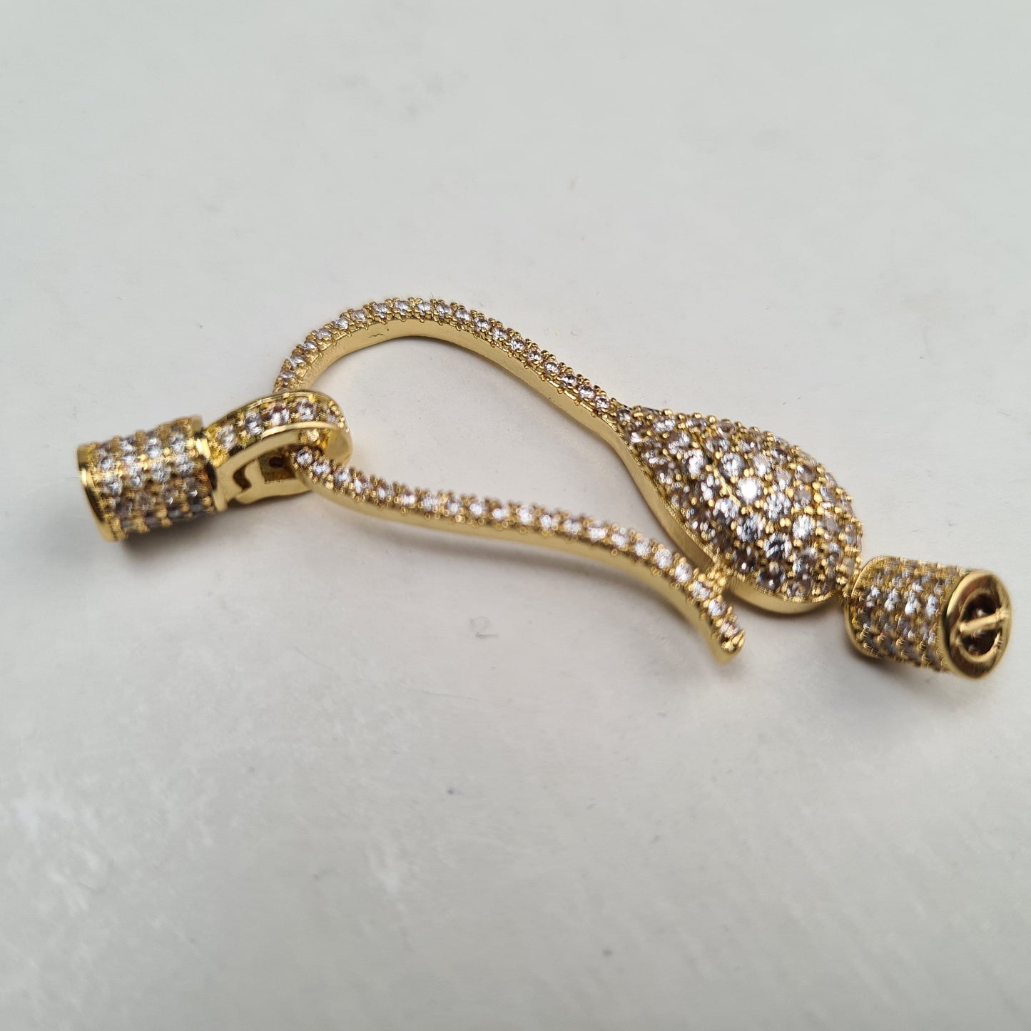 Cubic Zirconia CZ Micro Pave Hook and Eye Clasp with snap on open bail ,Gold, Silver and Black Oxidized. Jewelry making fancy clasp 1pc