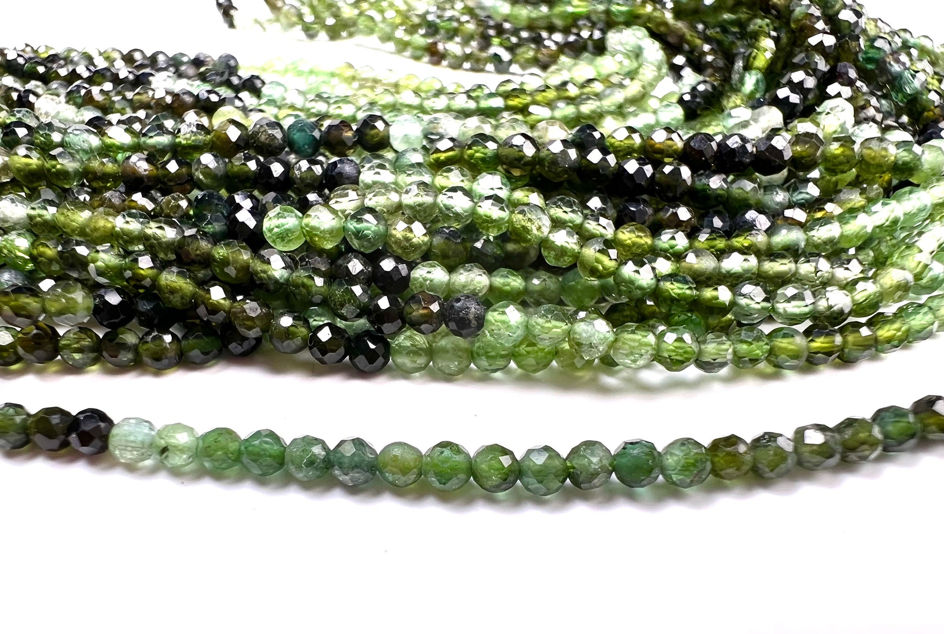 Natural green Tourmaline 2.3mm Micro Faceted Shaded round Beads Rare Green Tourmaline jewelry making beads Beads,12.5” strand